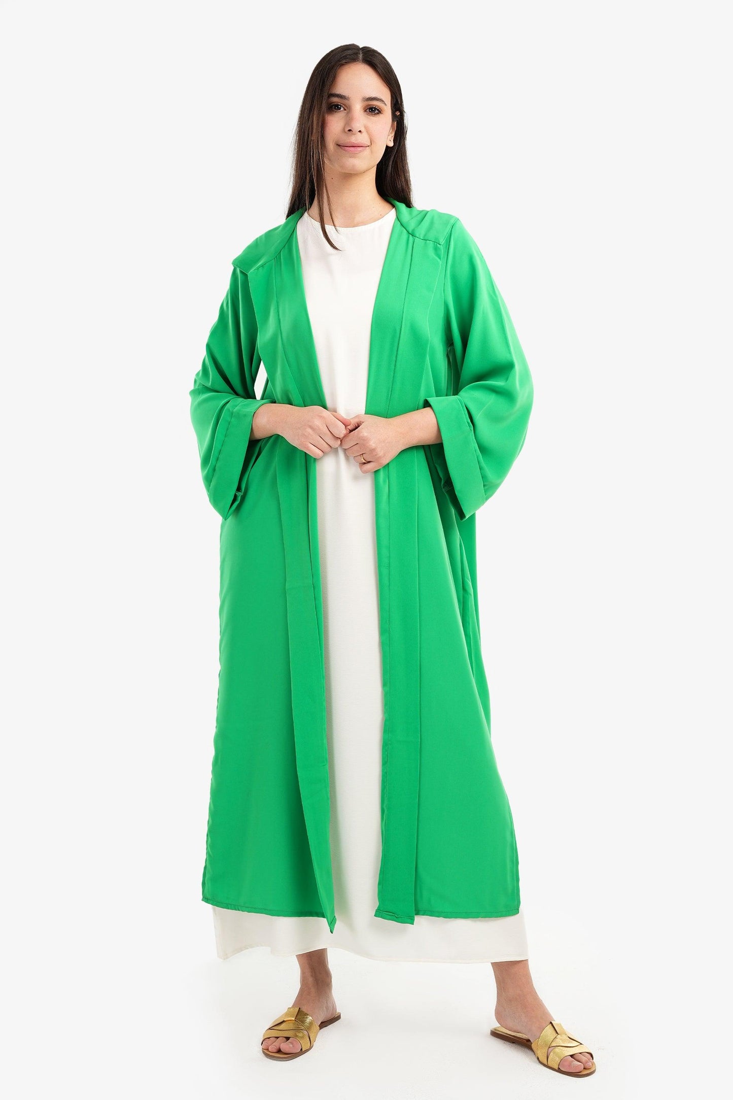 Hooded Solid Pattern Kimono