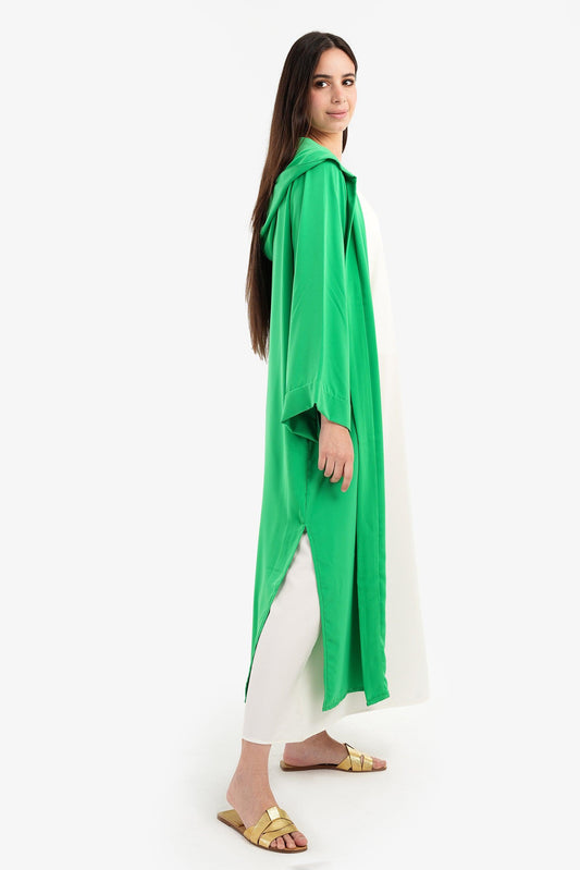 Hooded Solid Pattern Kimono