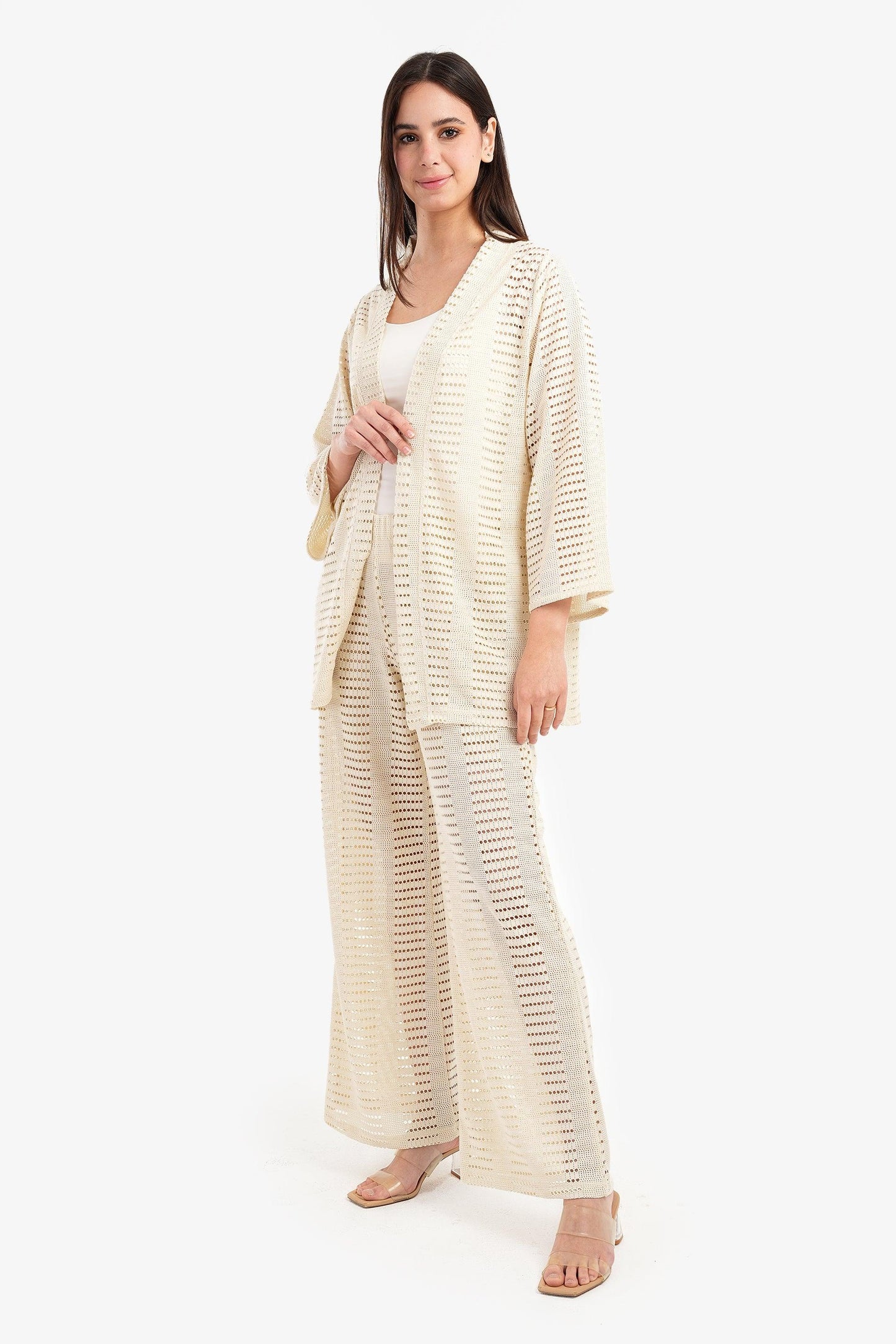 Fishnet Open Front Kimono