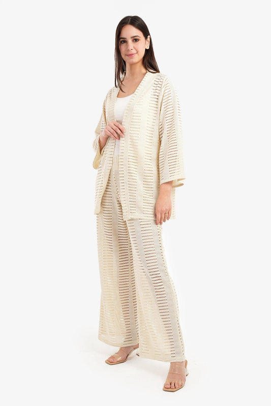 Fishnet Open Front Kimono