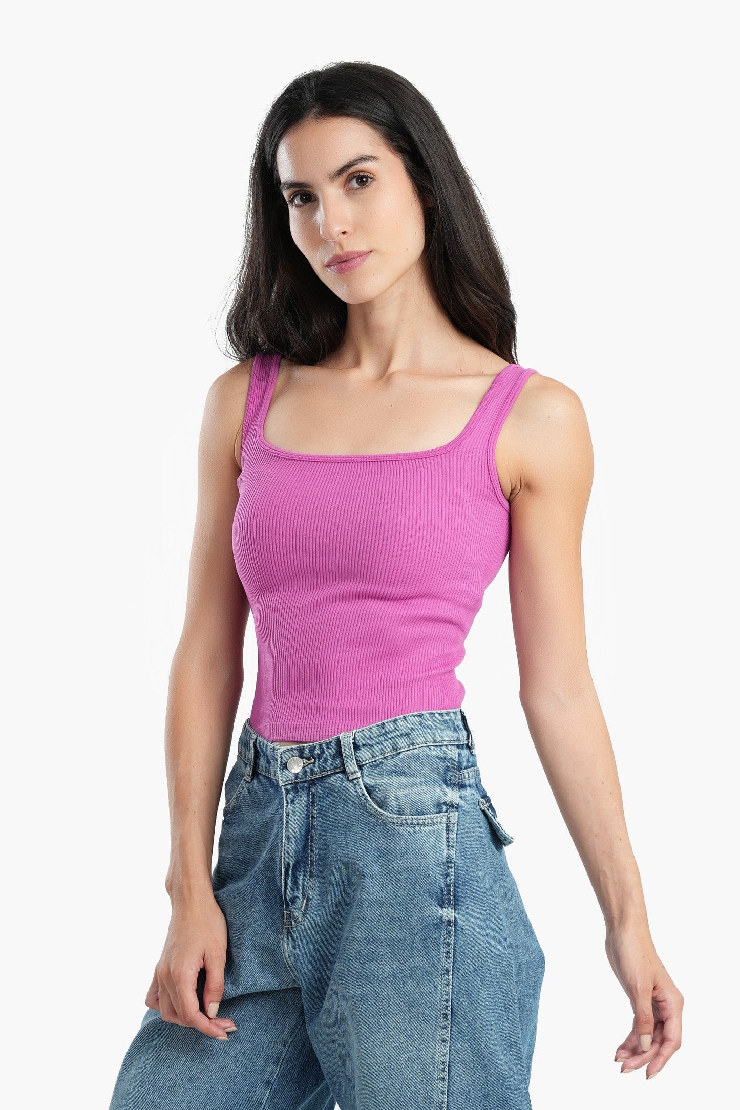 Ribbed Square Neck Top