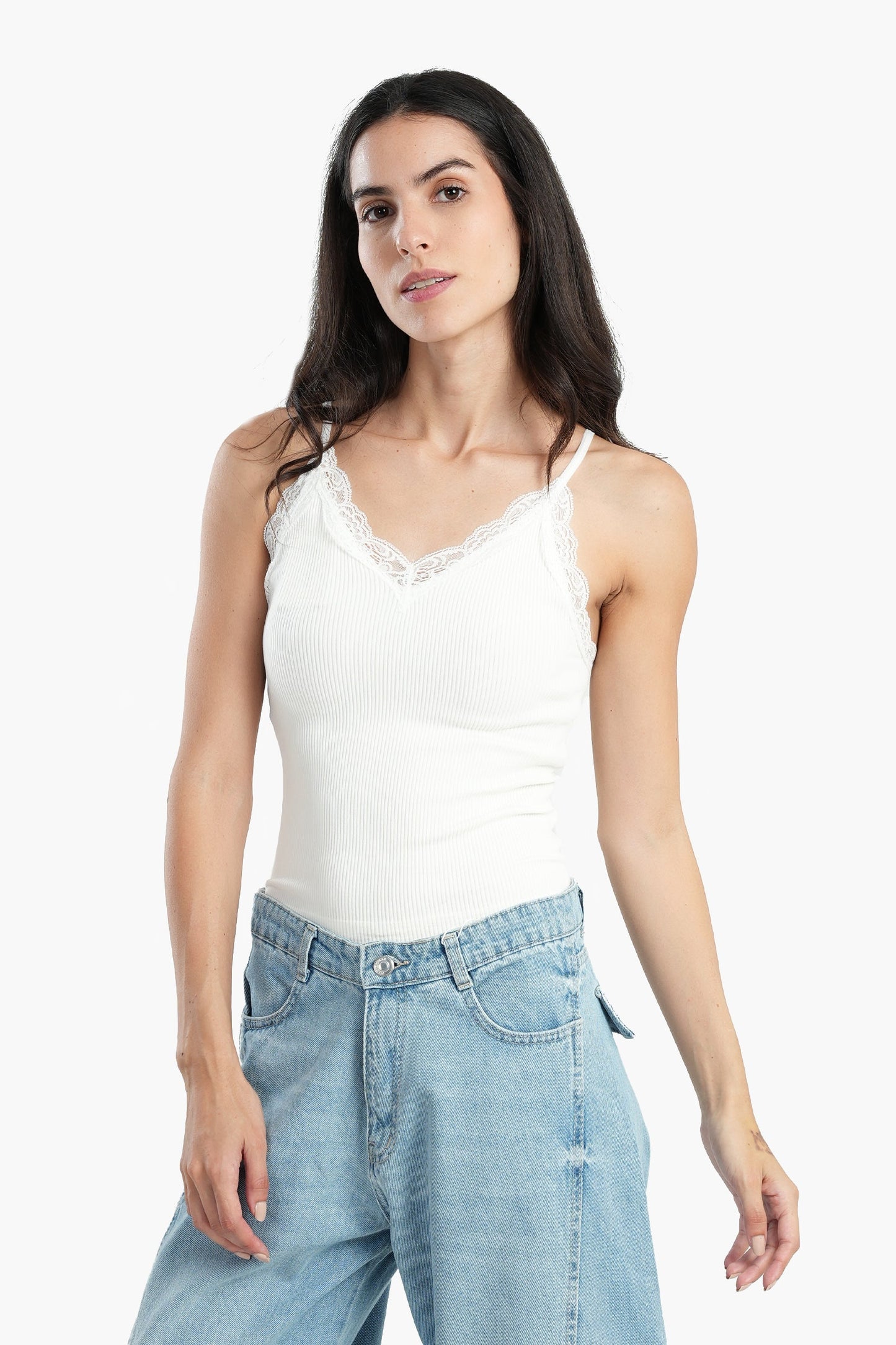 Sleeveless Top with Lace