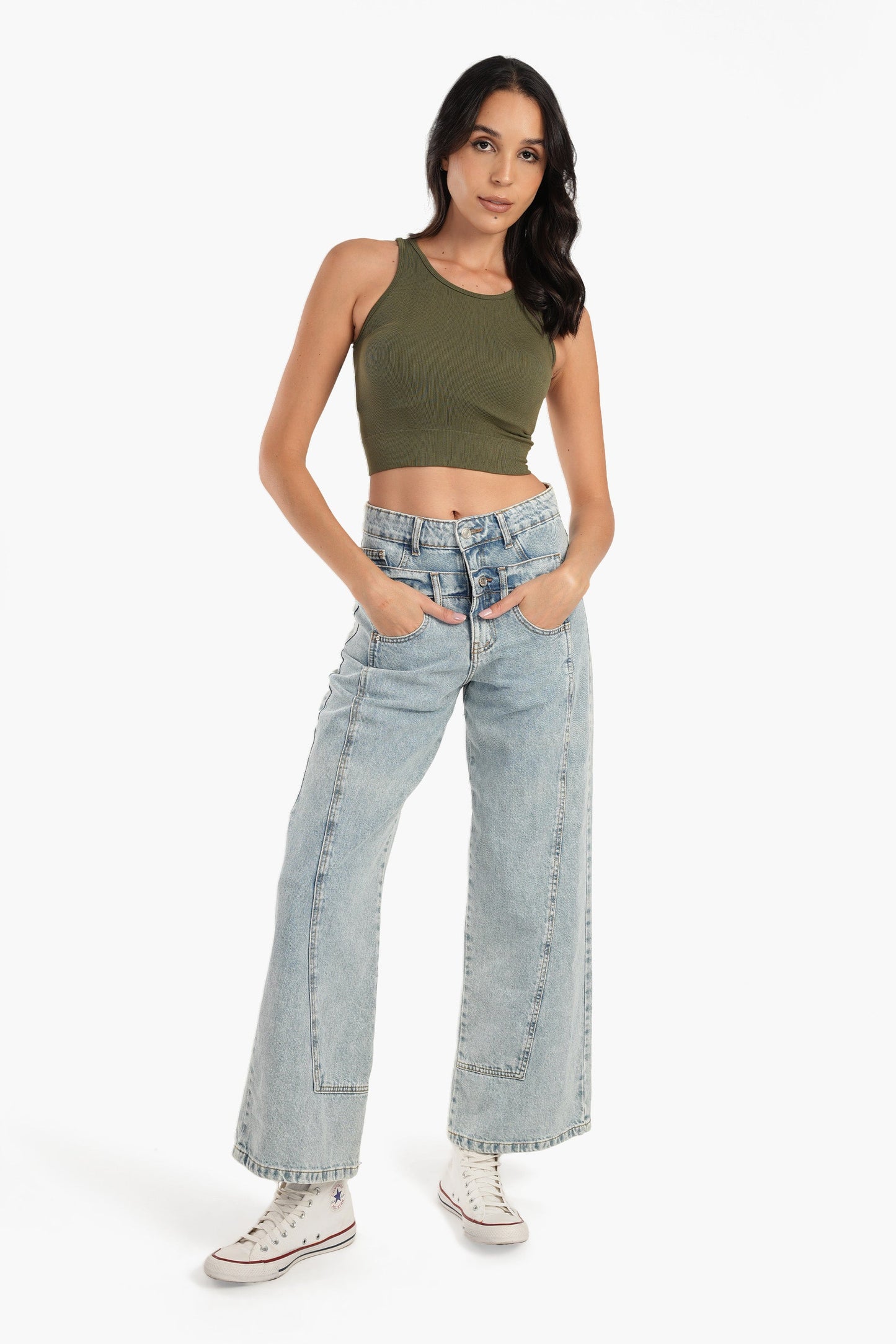 Sleeveless Ribbed Crop Top