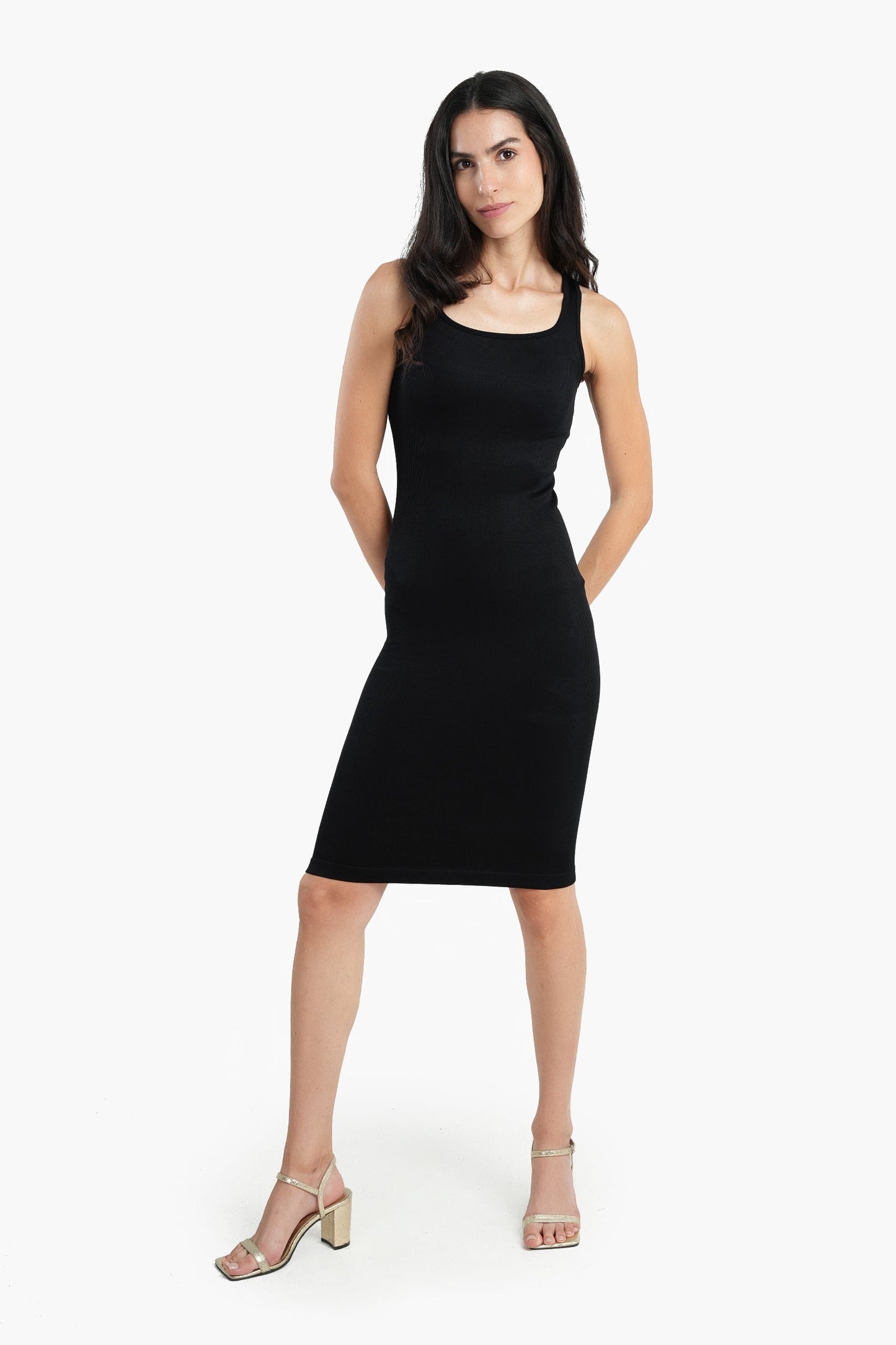 Ribbed Slim Fit Above Knee Dress