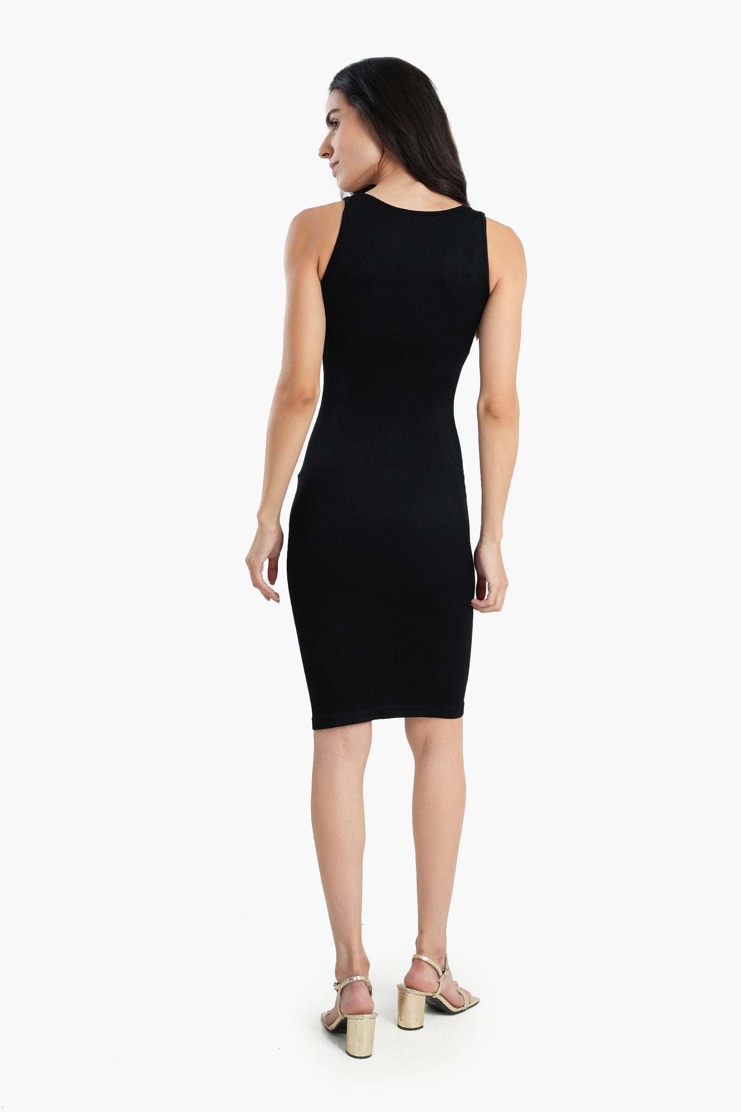 Ribbed Slim Fit Above Knee Dress