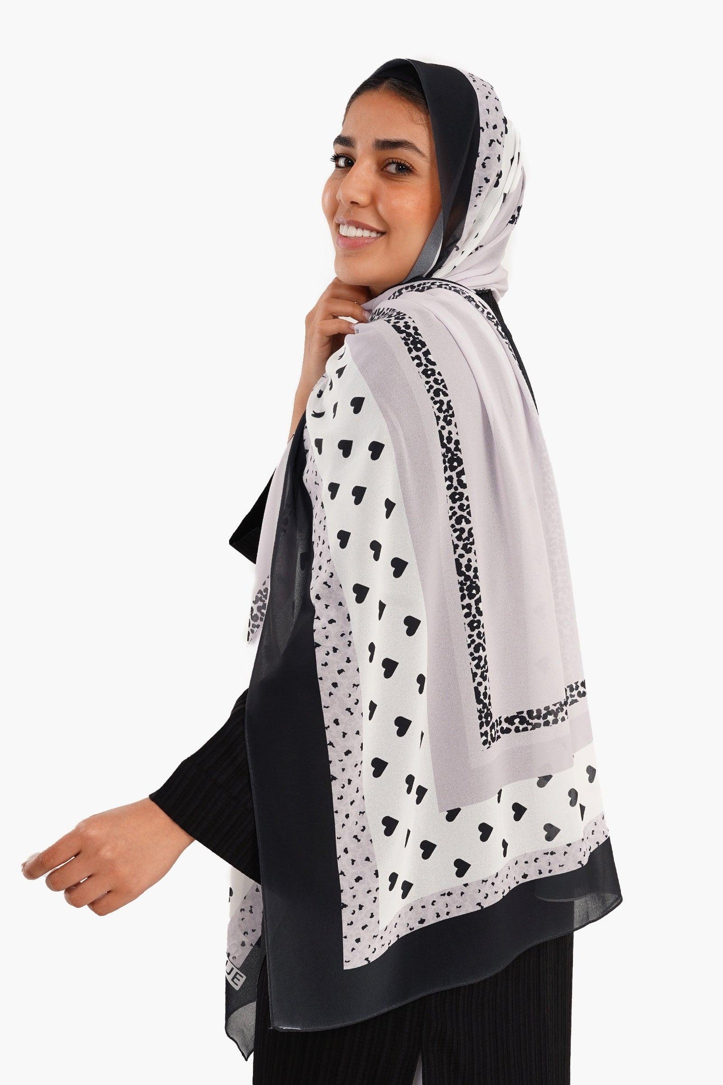 Off-White Chiffon Printed Scarf