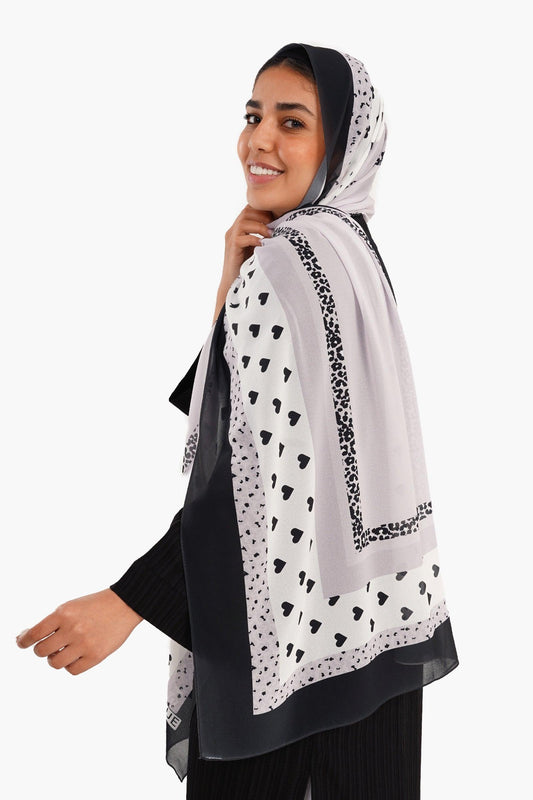 Off-White Chiffon Printed Scarf