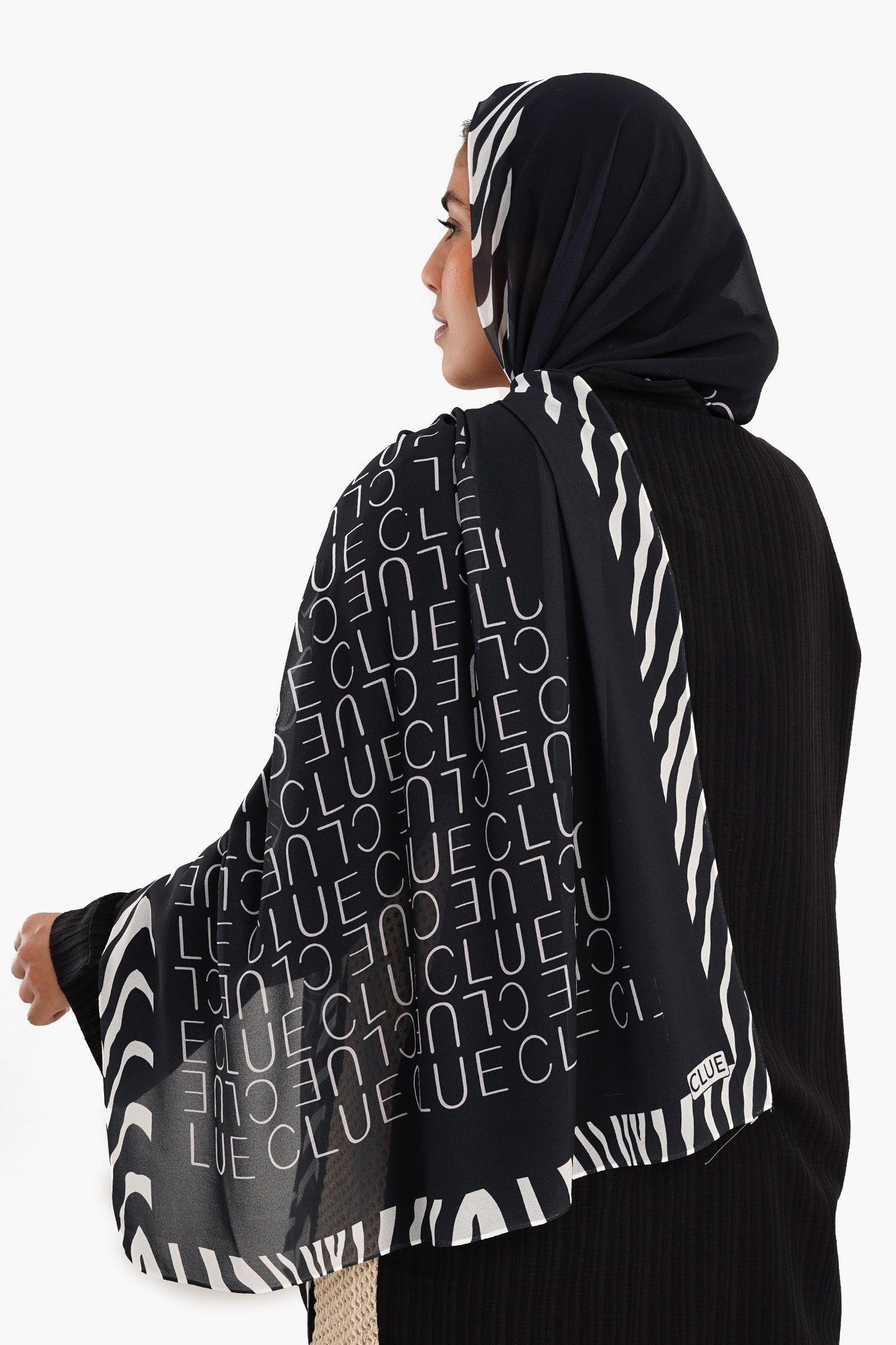 White Chiffon Printed Scarf