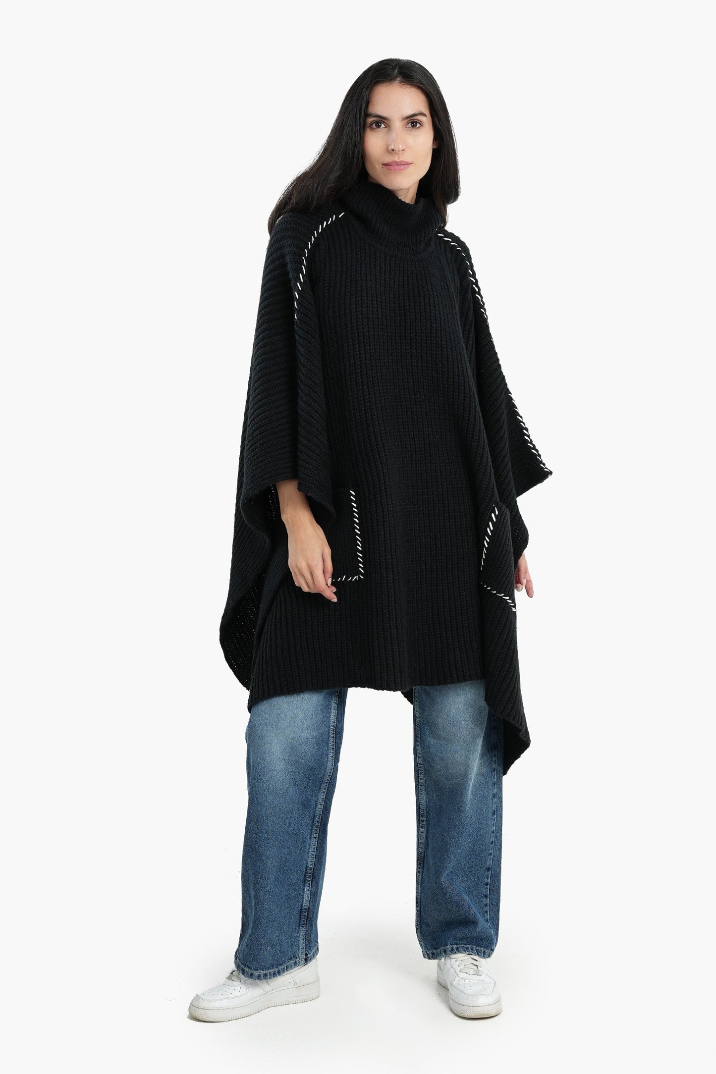 Black Knitted Poncho