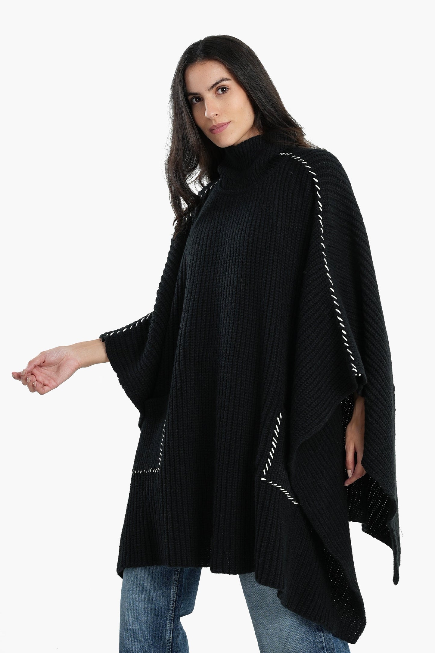 Black Knitted Poncho