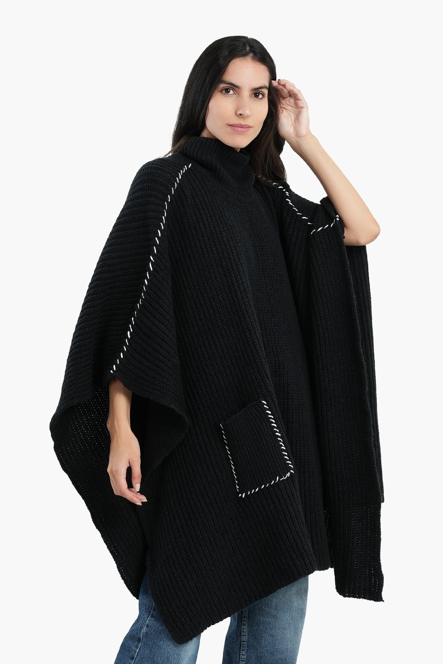 Black Knitted Poncho