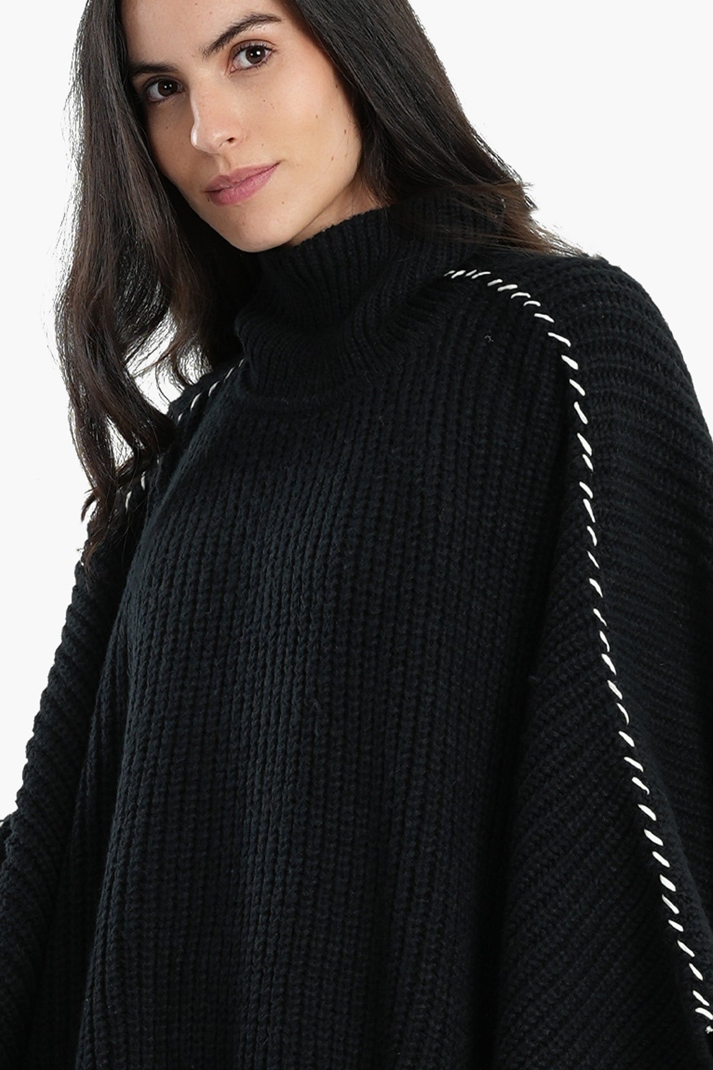 Black Knitted Poncho