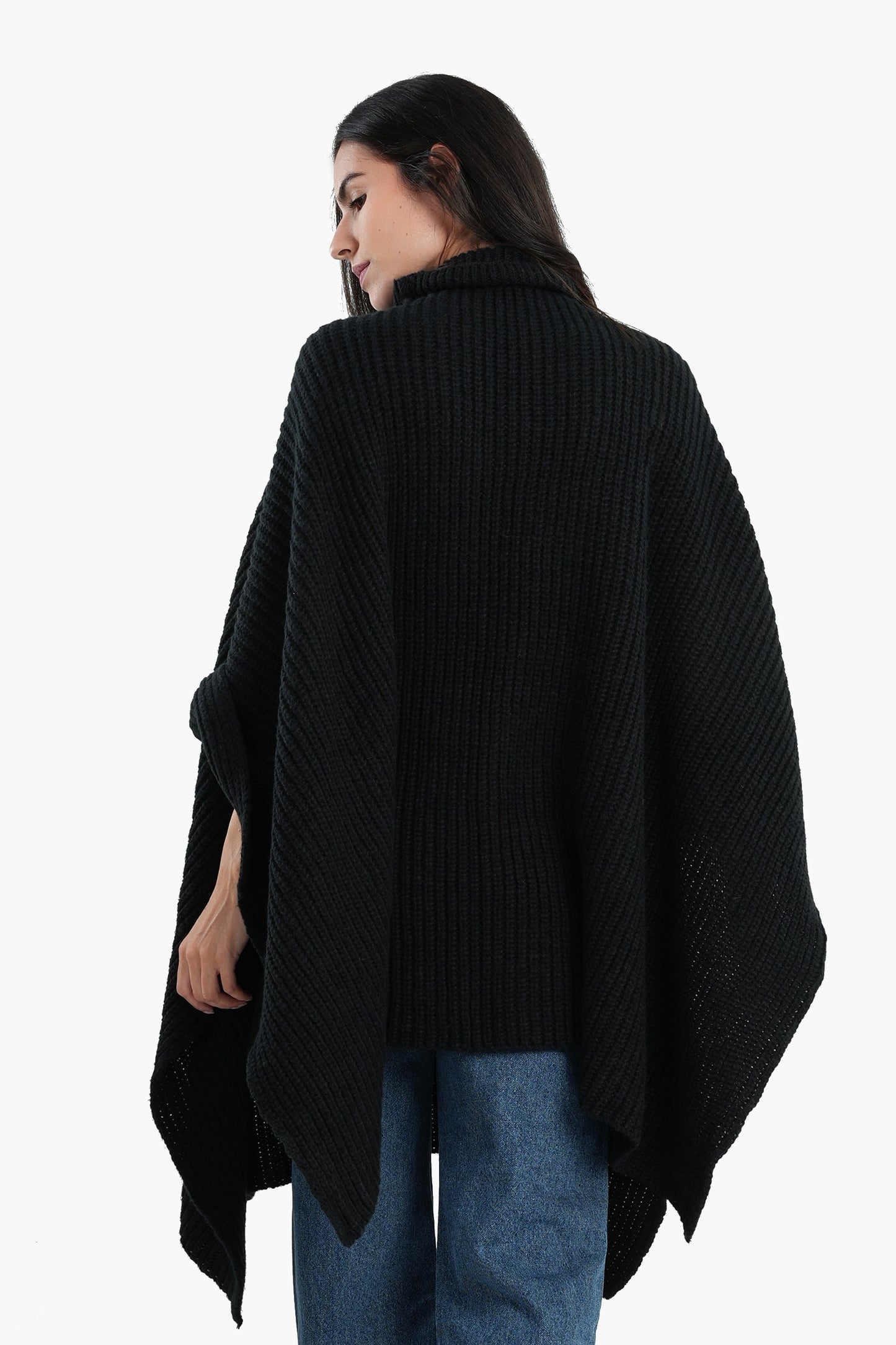 Black Knitted Poncho