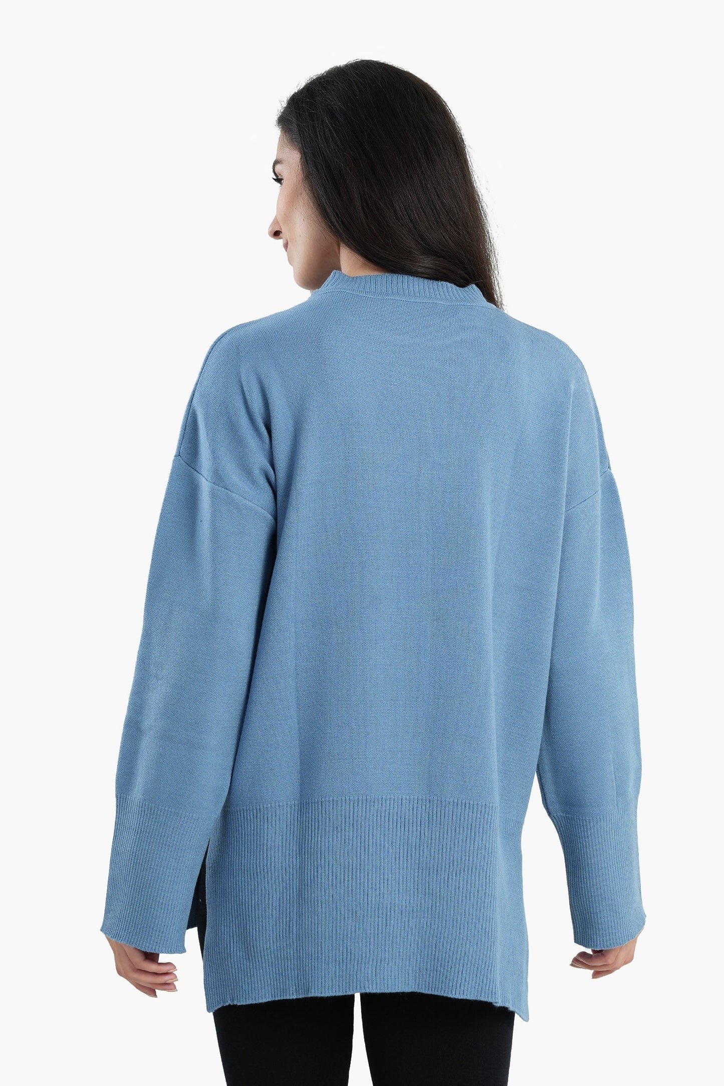 Plain Pullover with Wide Ribbed Hem