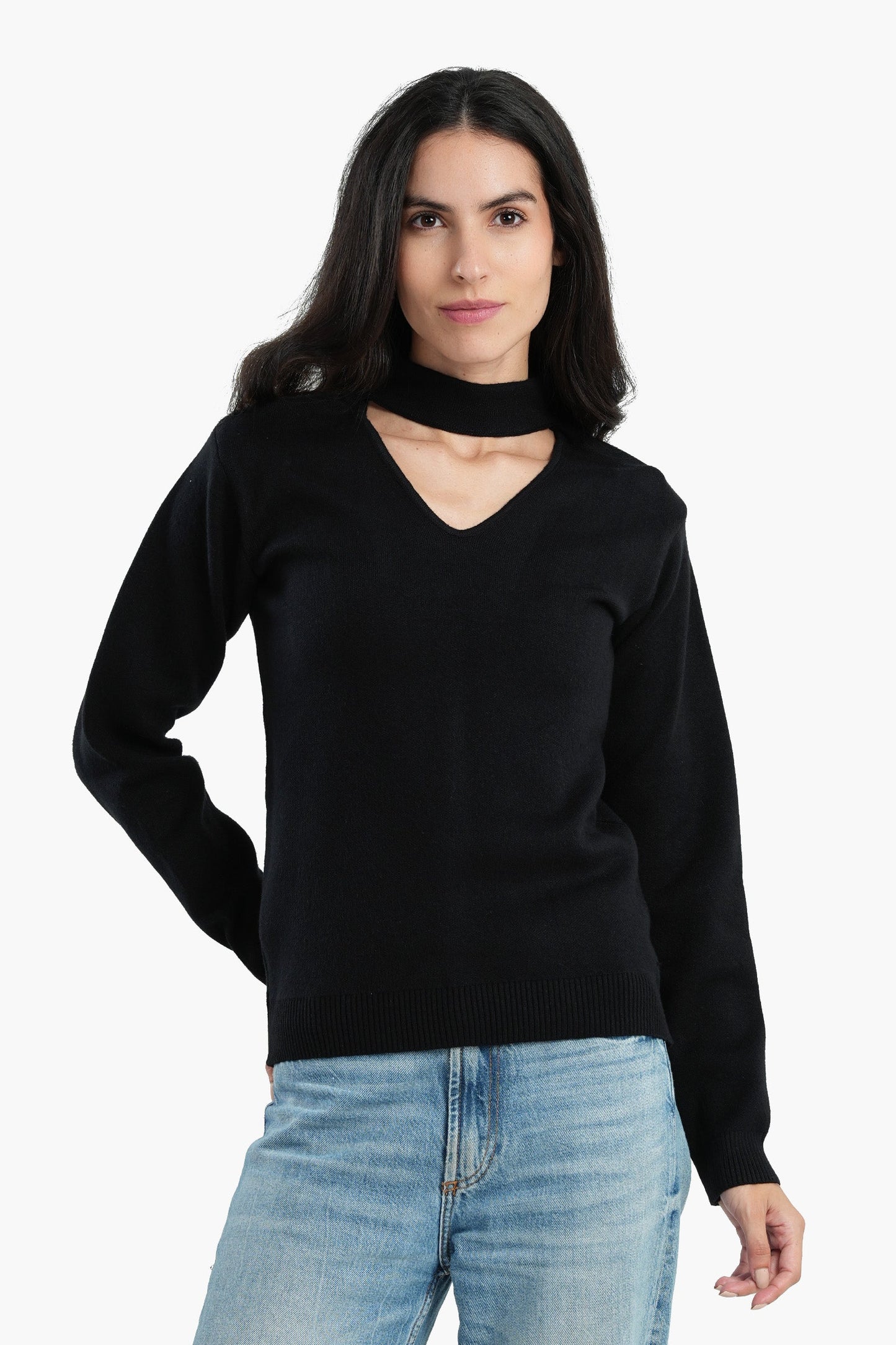 Choker Neck Knitted Pullover