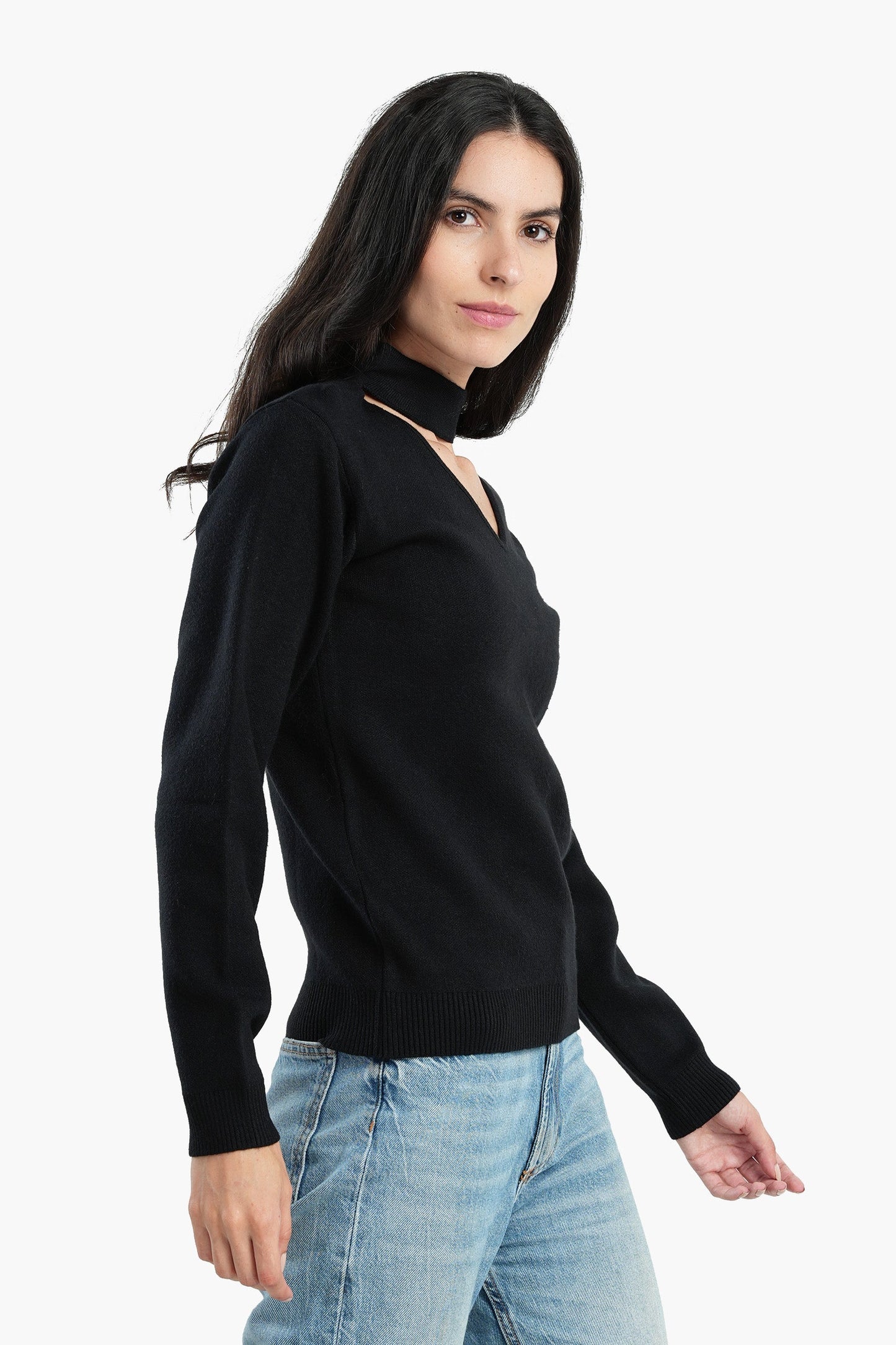 Choker Neck Knitted Pullover