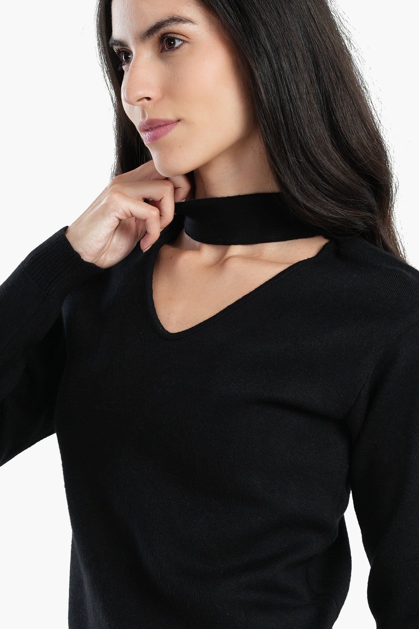 Choker Neck Knitted Pullover