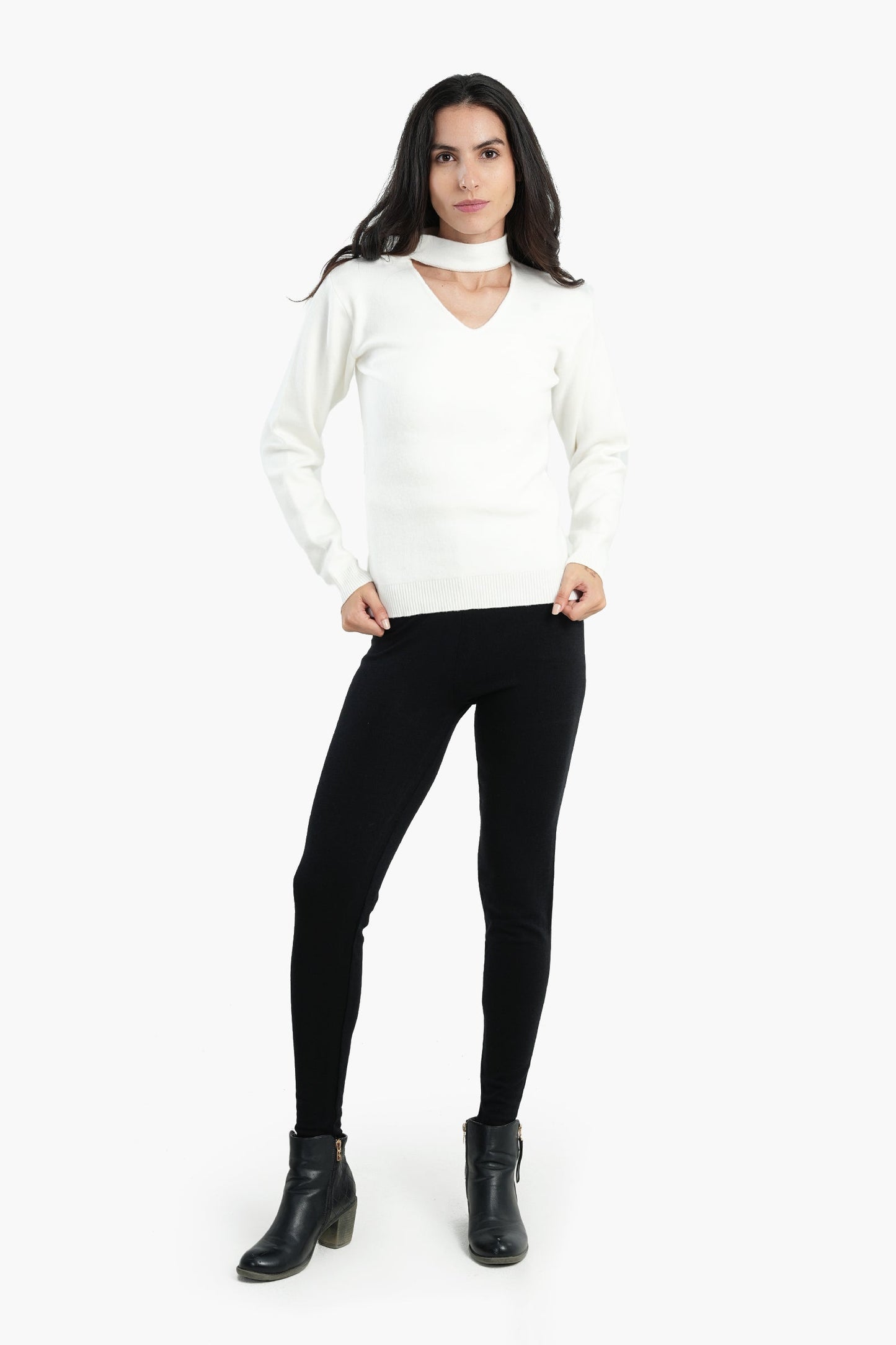 Choker Neck Knitted Pullover