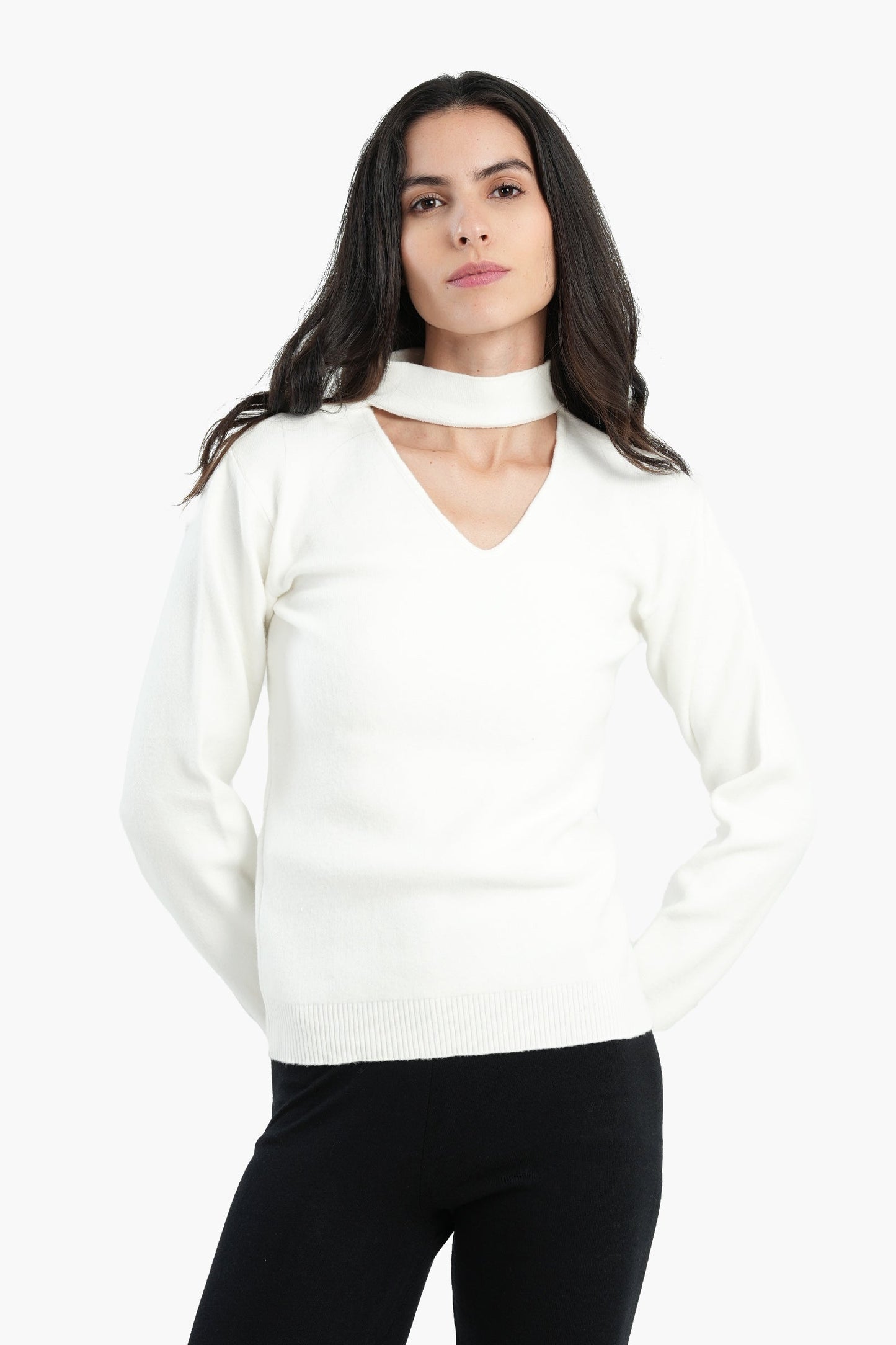 Choker Neck Knitted Pullover