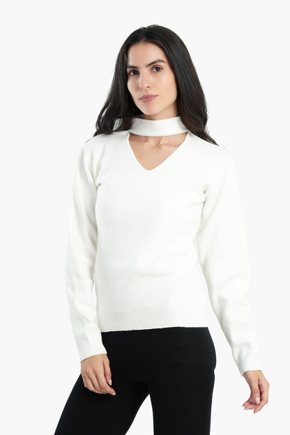 Choker Neck Knitted Pullover