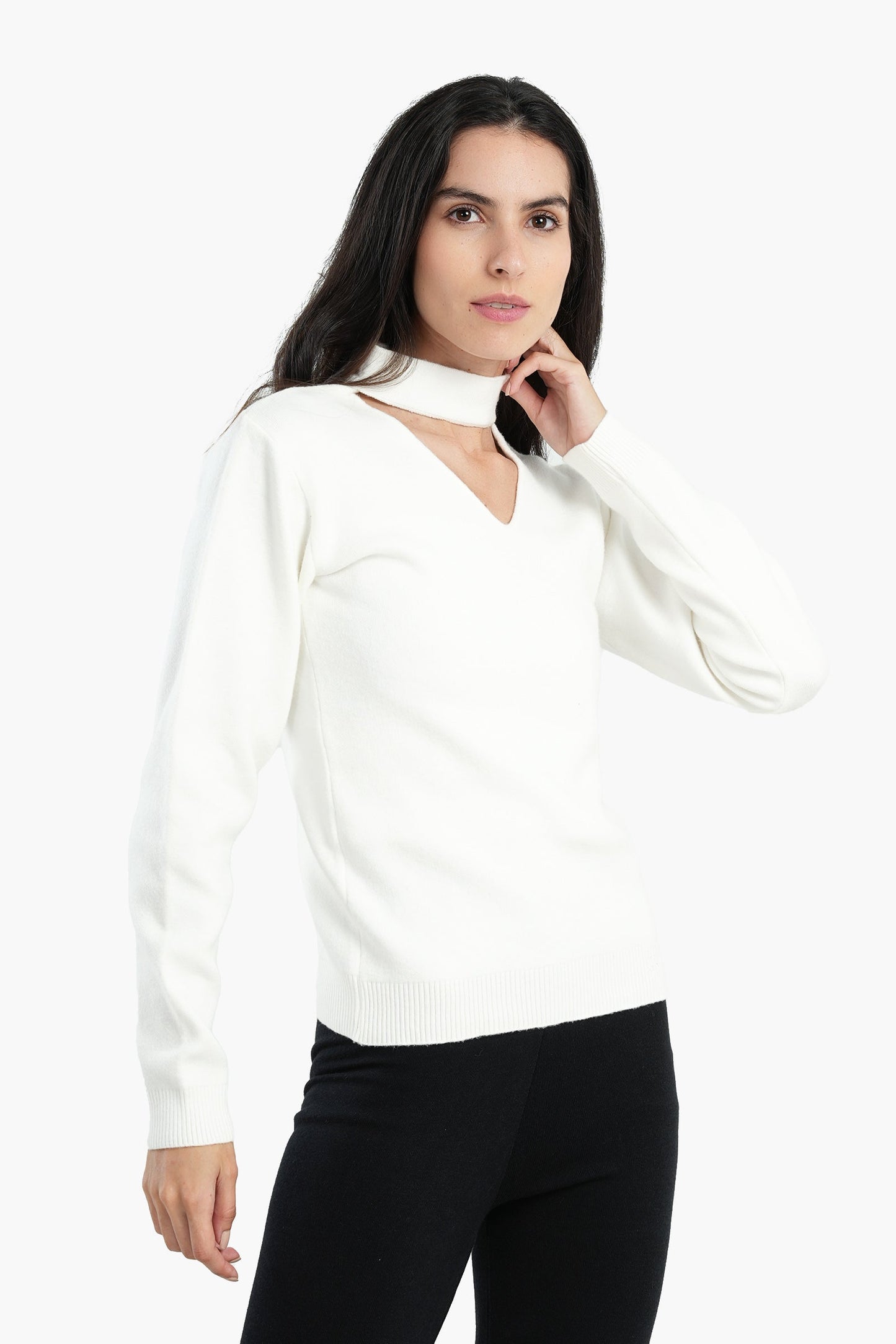 Choker Neck Knitted Pullover