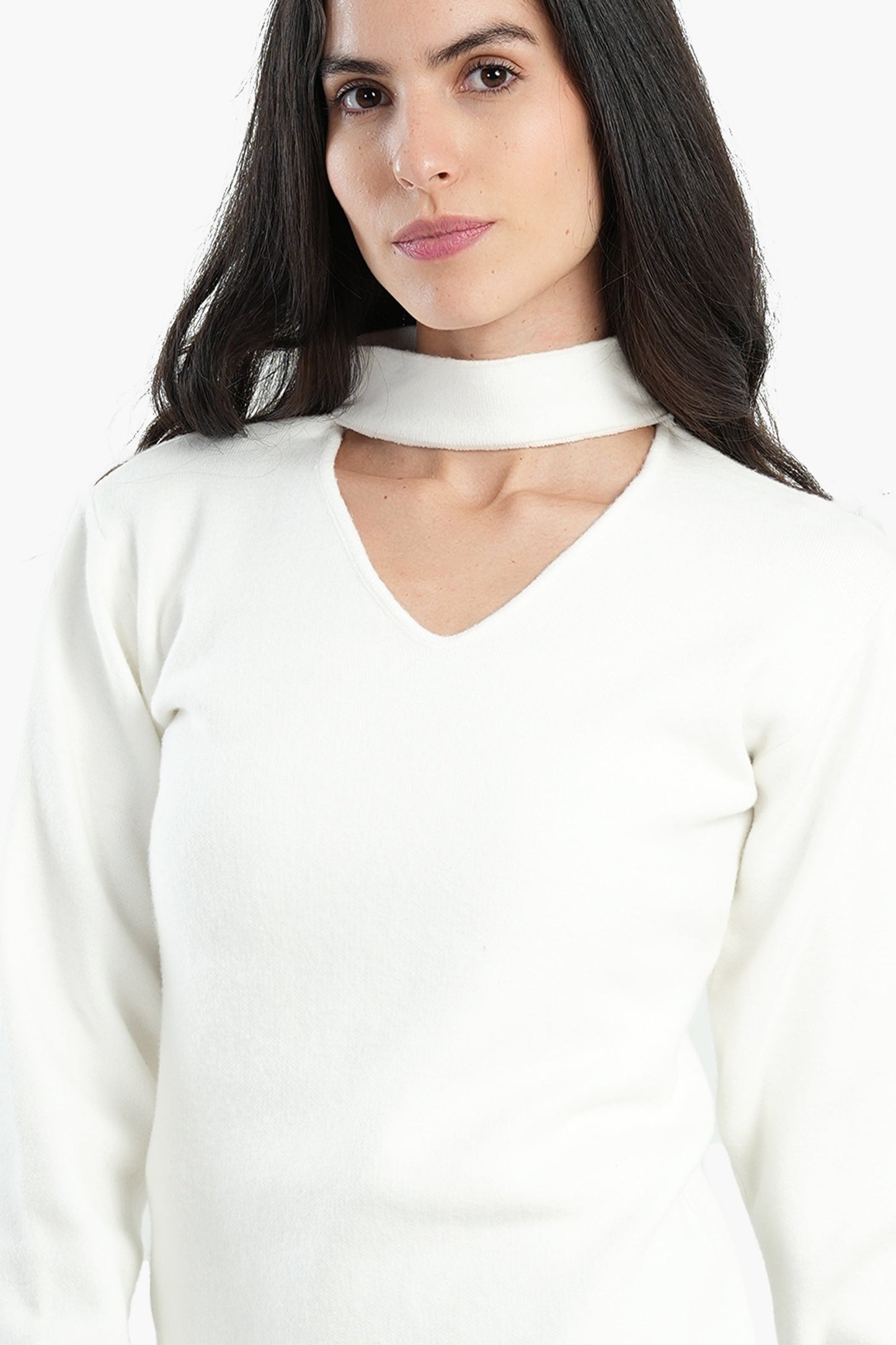 Choker Neck Knitted Pullover