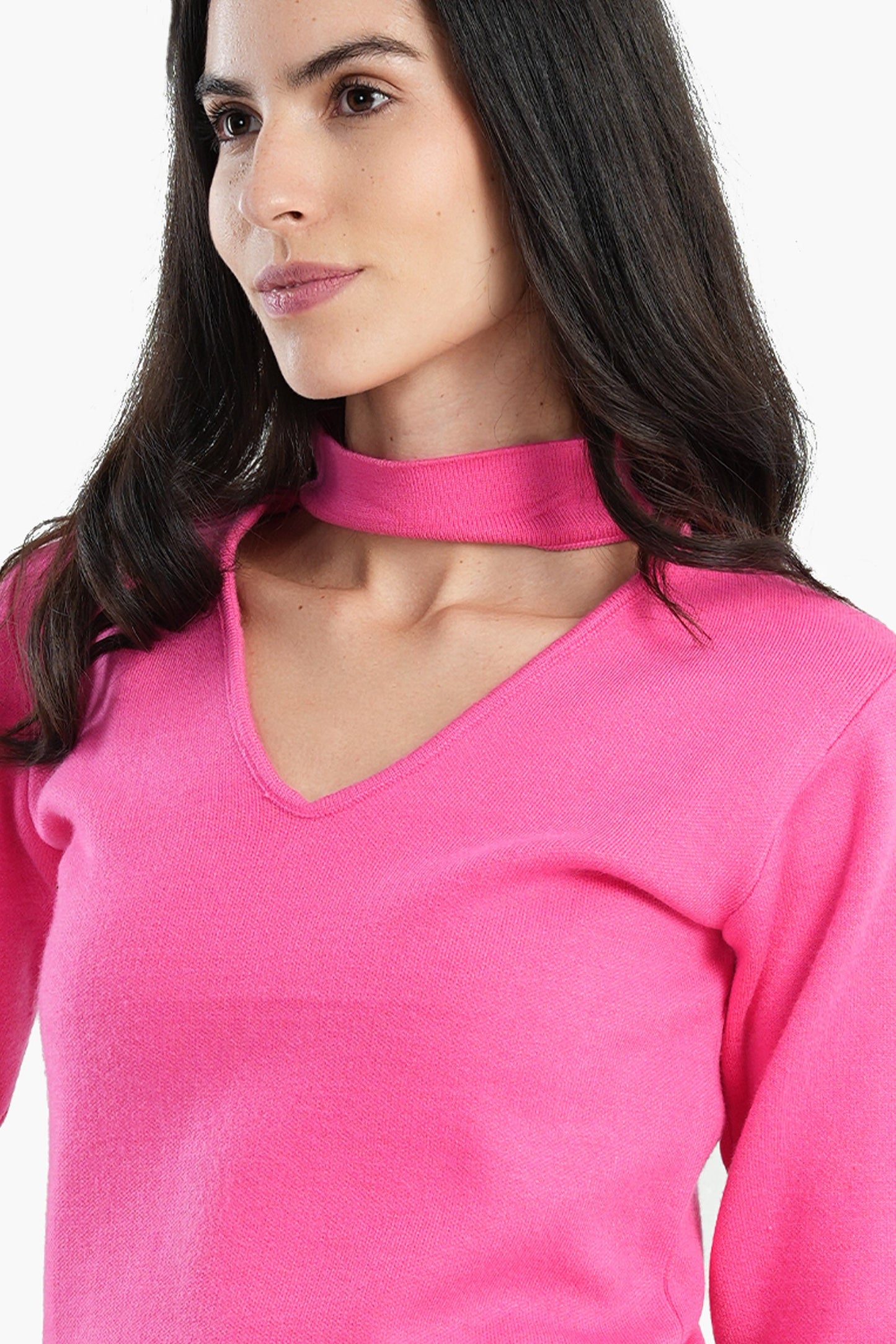 Choker Neck Knitted Pullover