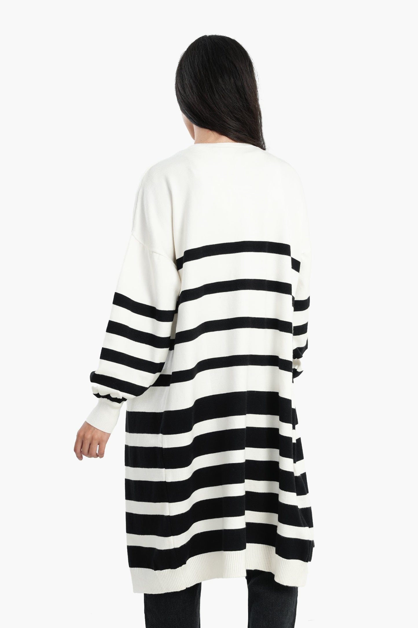 Dropped Shoulder Striped Cardigan