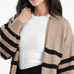 Dropped Shoulder Striped Cardigan