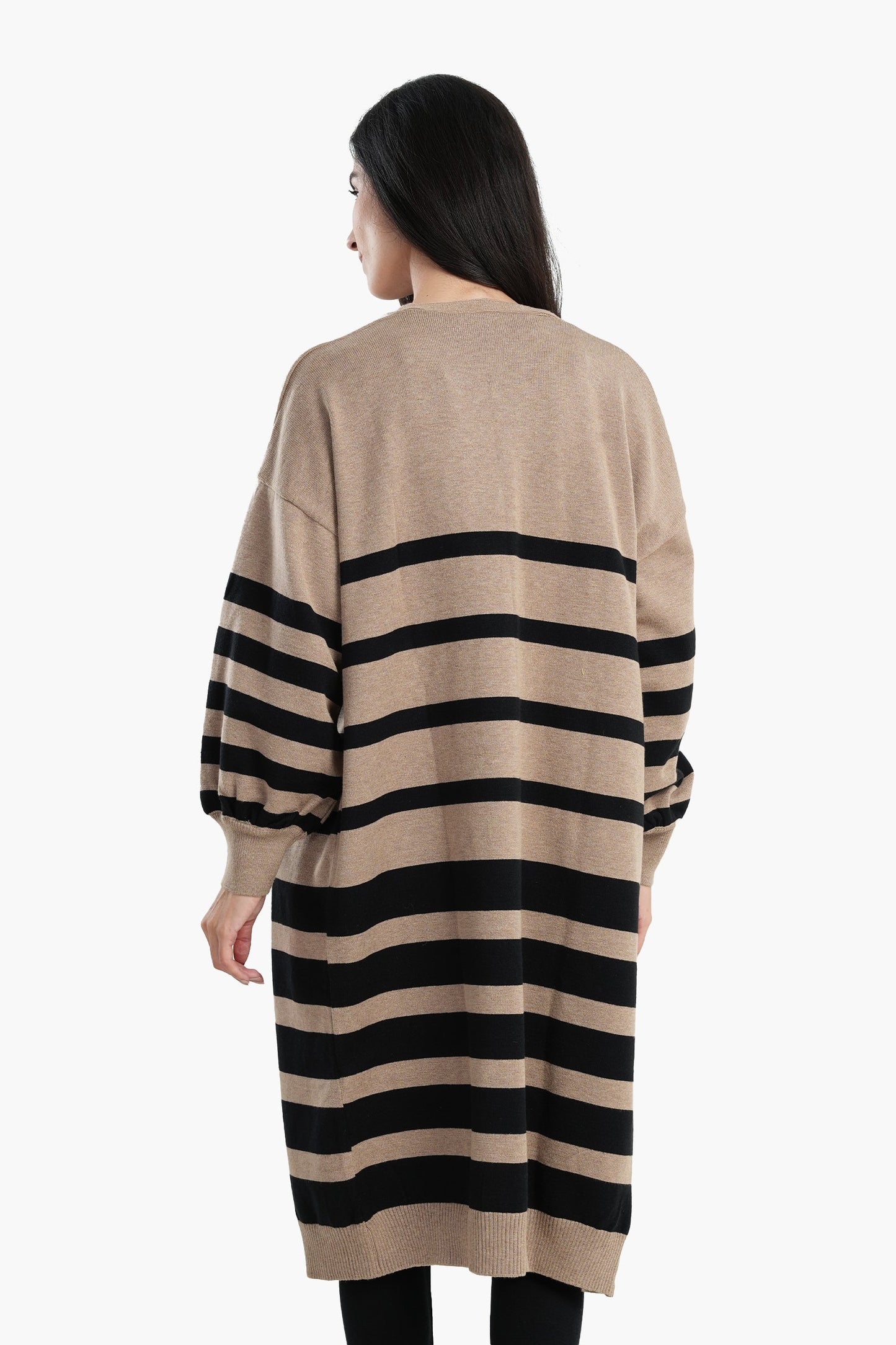 Dropped Shoulder Striped Cardigan