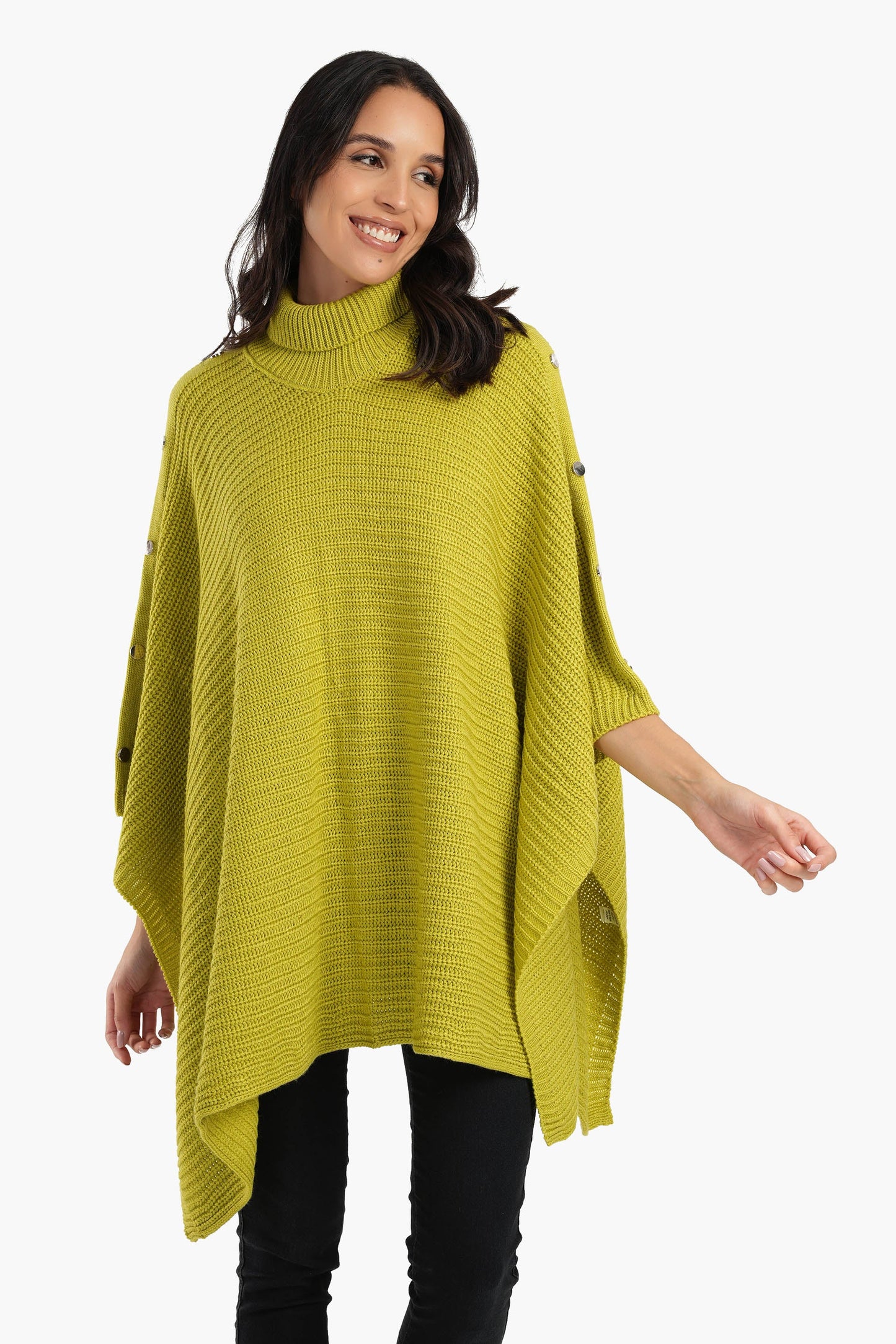 Poncho with Shoulder Metal Buttons