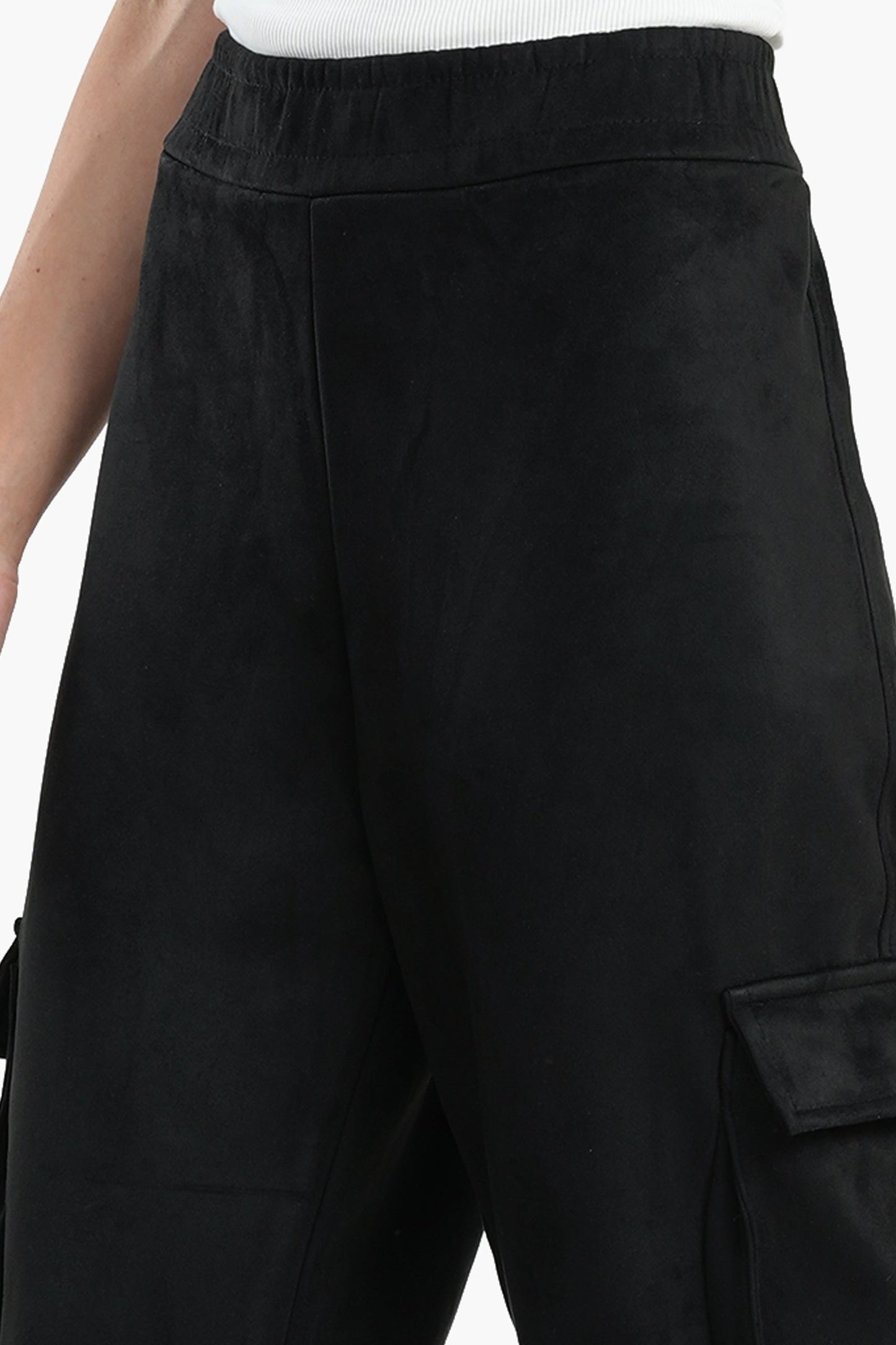 Black Suede Cargo Pants