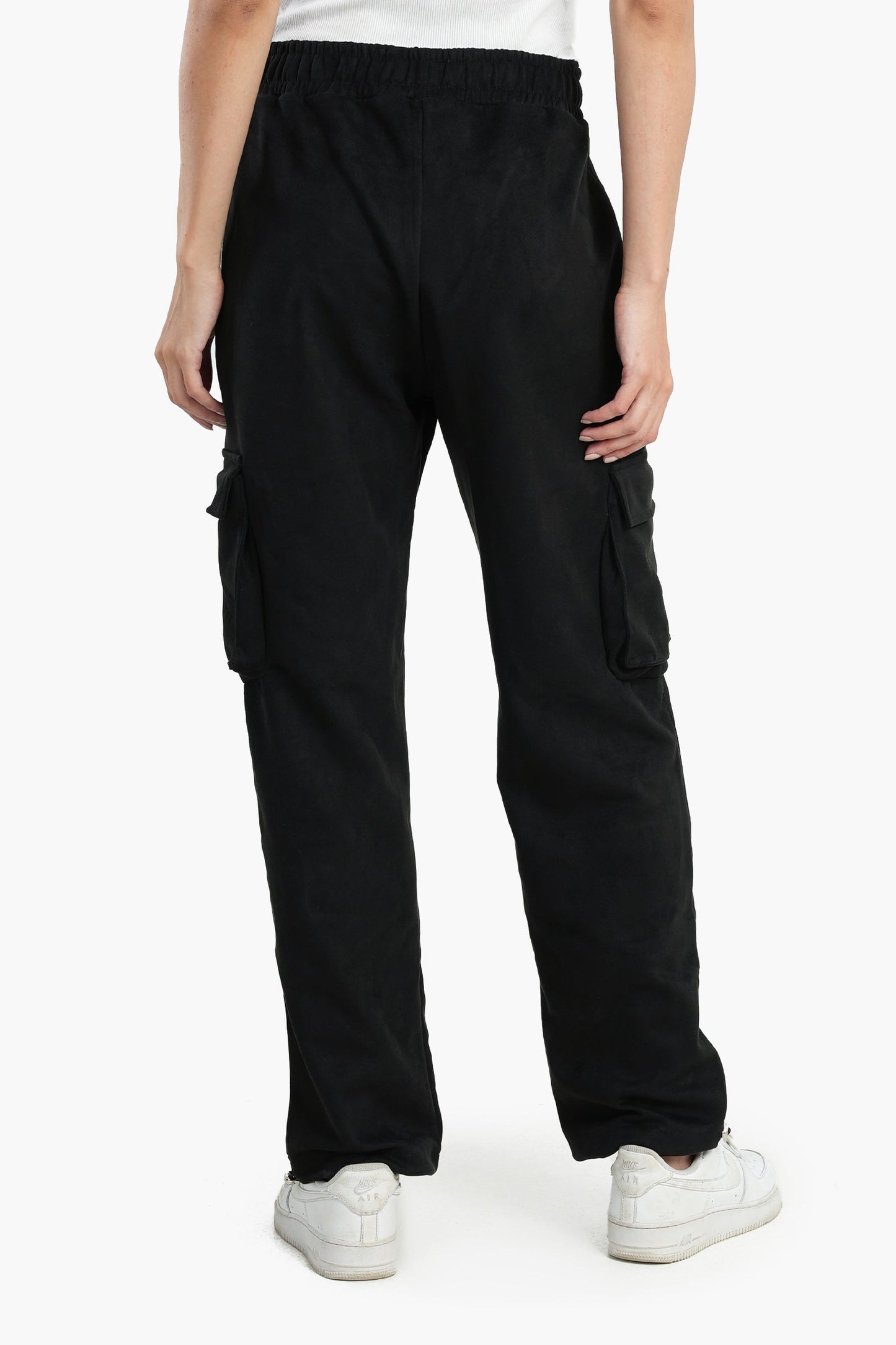 Black Suede Cargo Pants