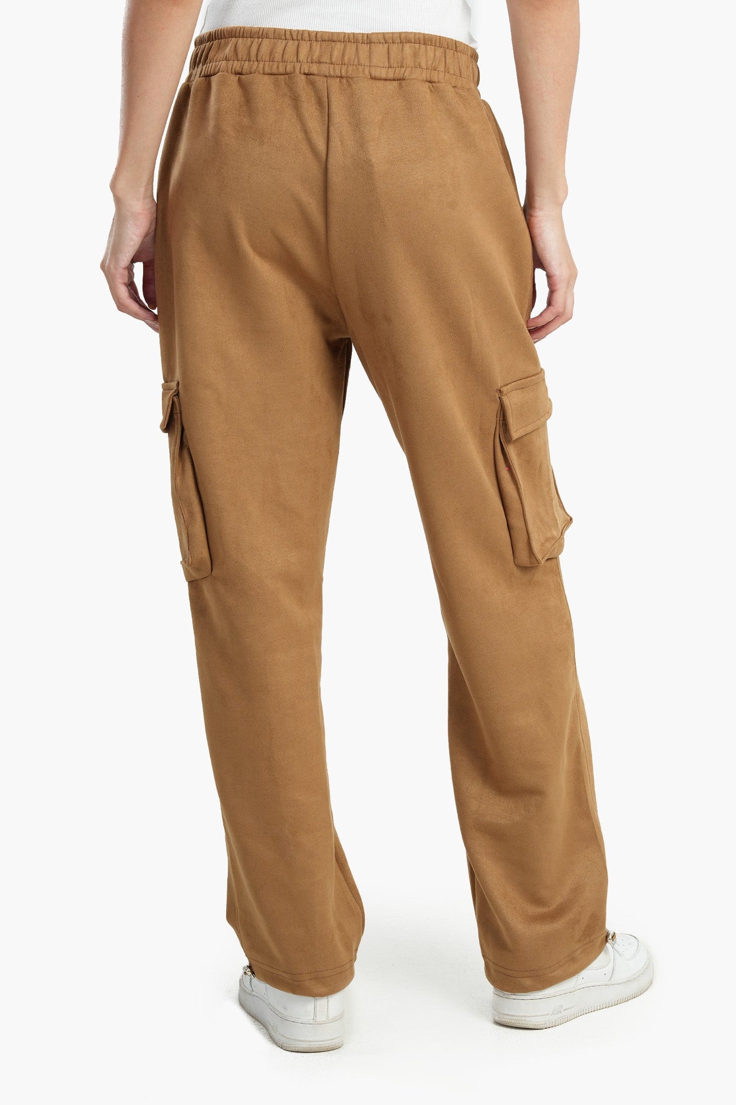 Camel Suede Cargo Pants