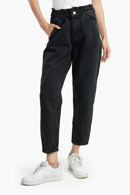 بنطال جينز بطول الكاحل بقصة "مام فيت"