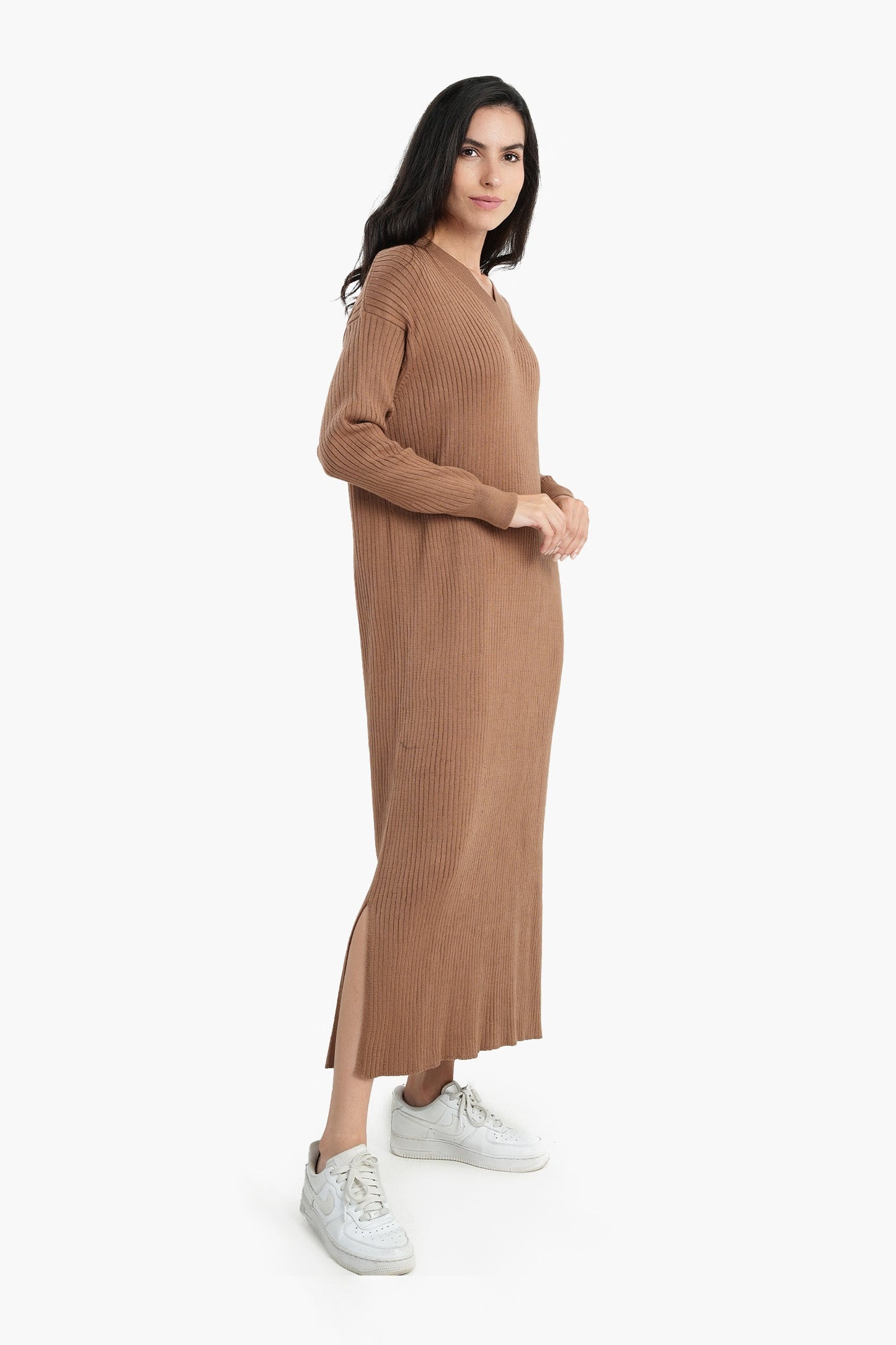 Ribbed V-Neck Maxi Dress