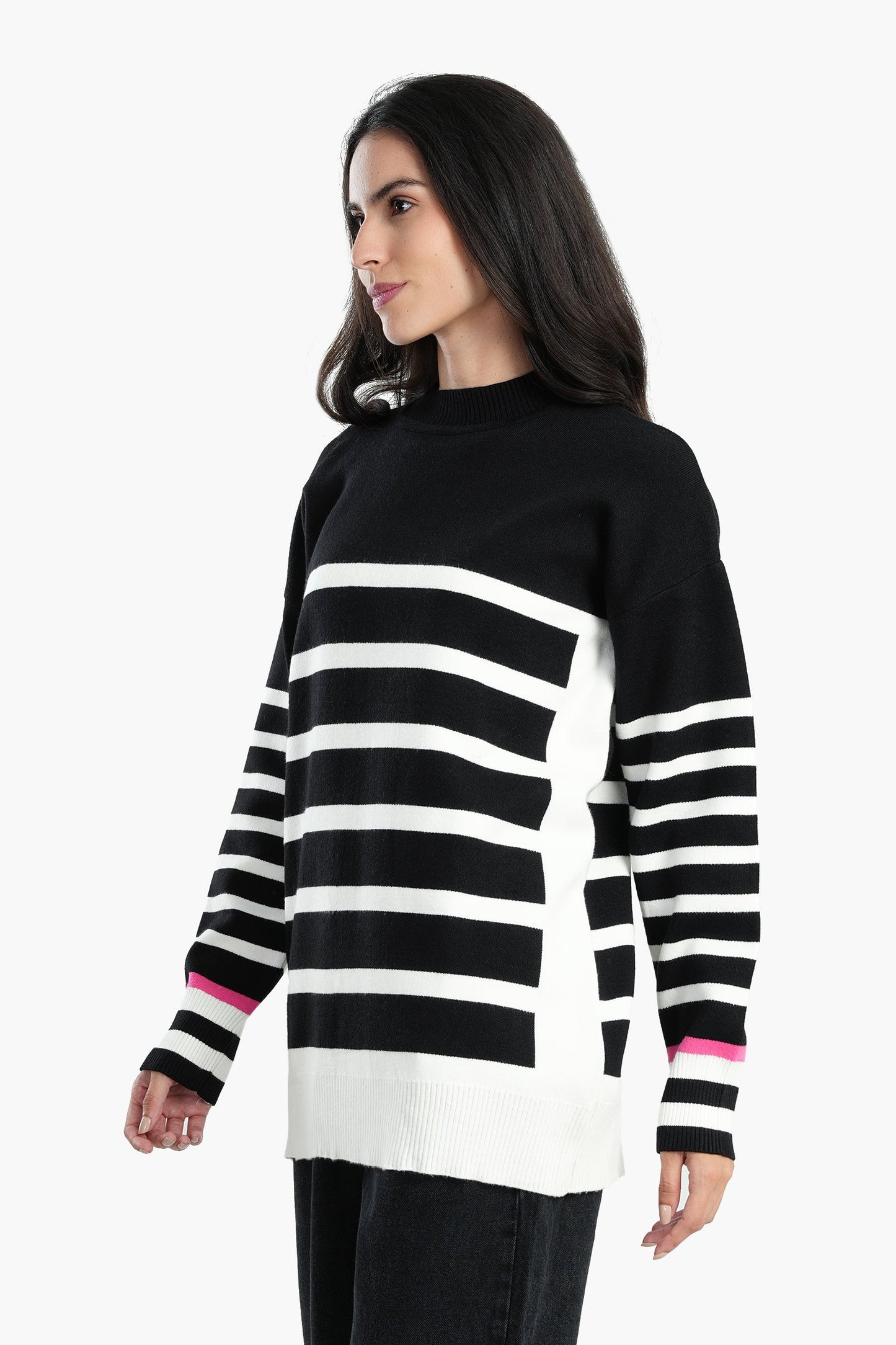 Soft Pullover with White Stripes