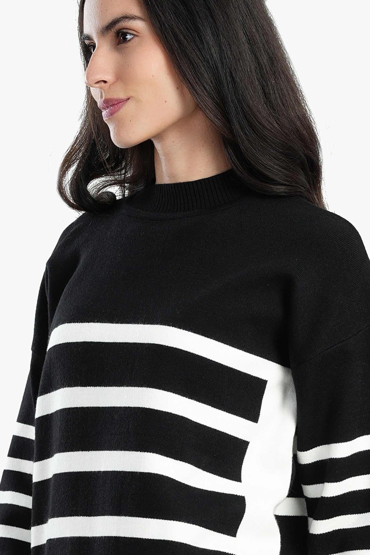 Soft Pullover with White Stripes