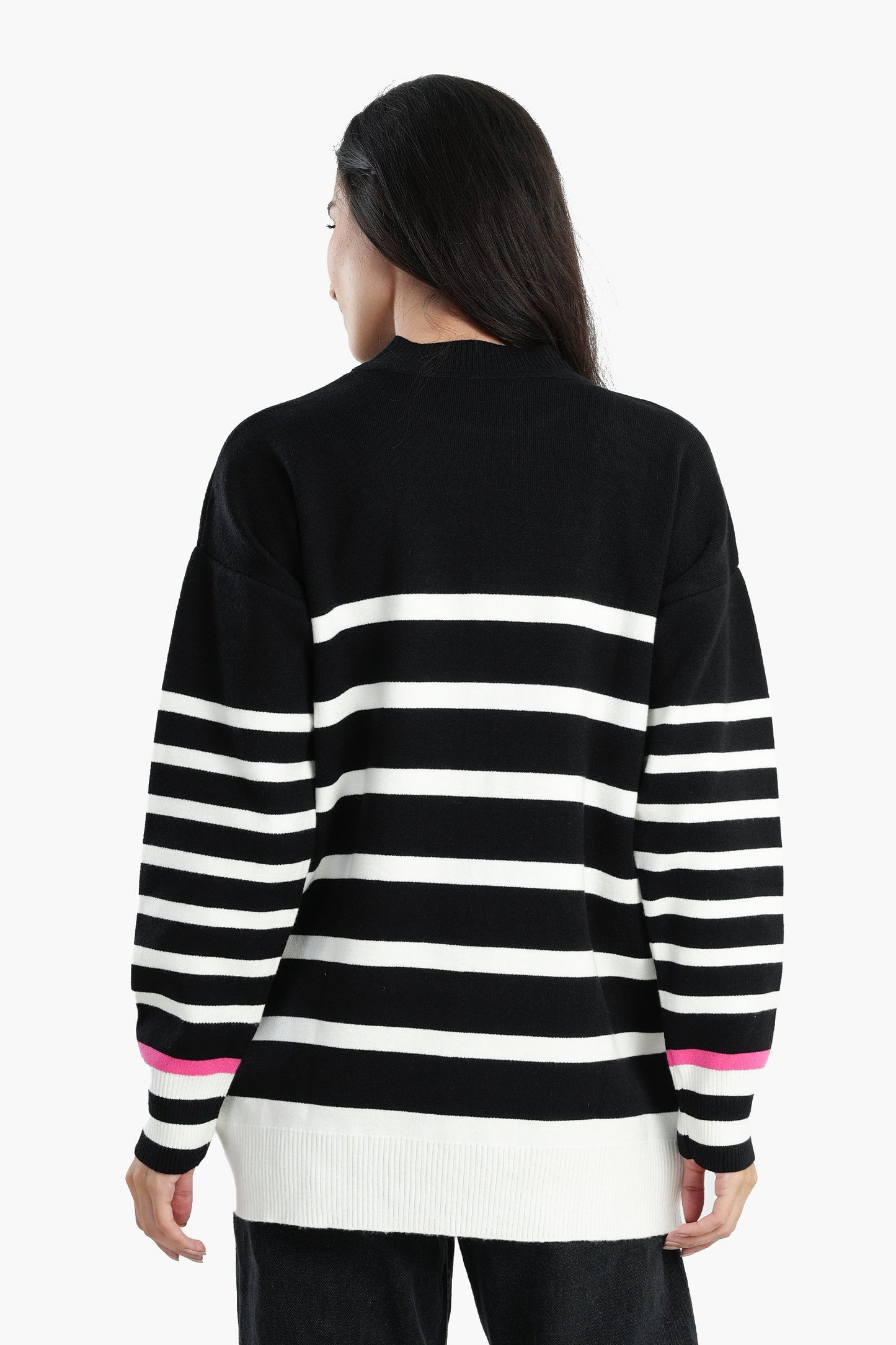 Soft Pullover with White Stripes