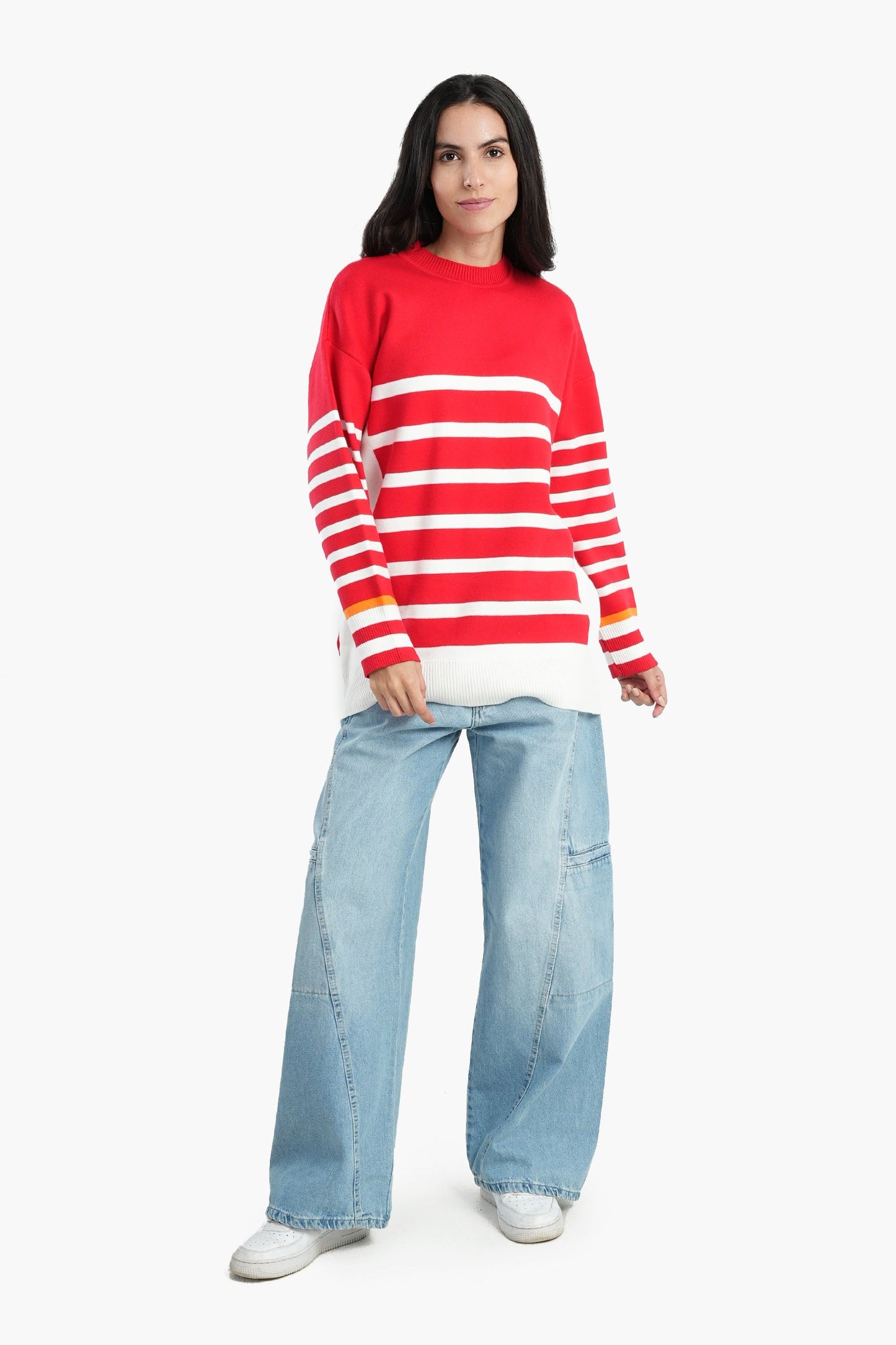 Soft Pullover with White Stripes