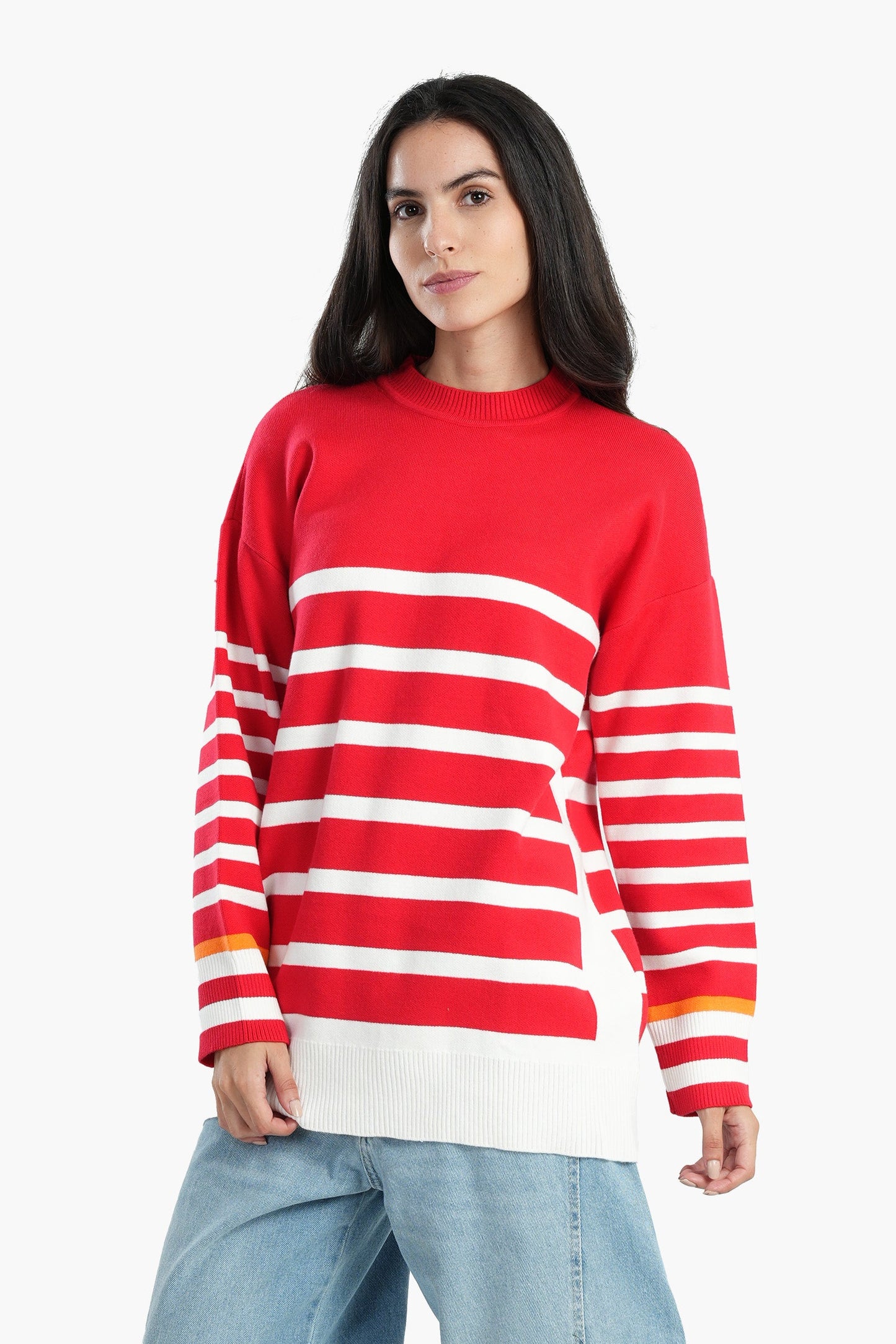 Soft Pullover with White Stripes