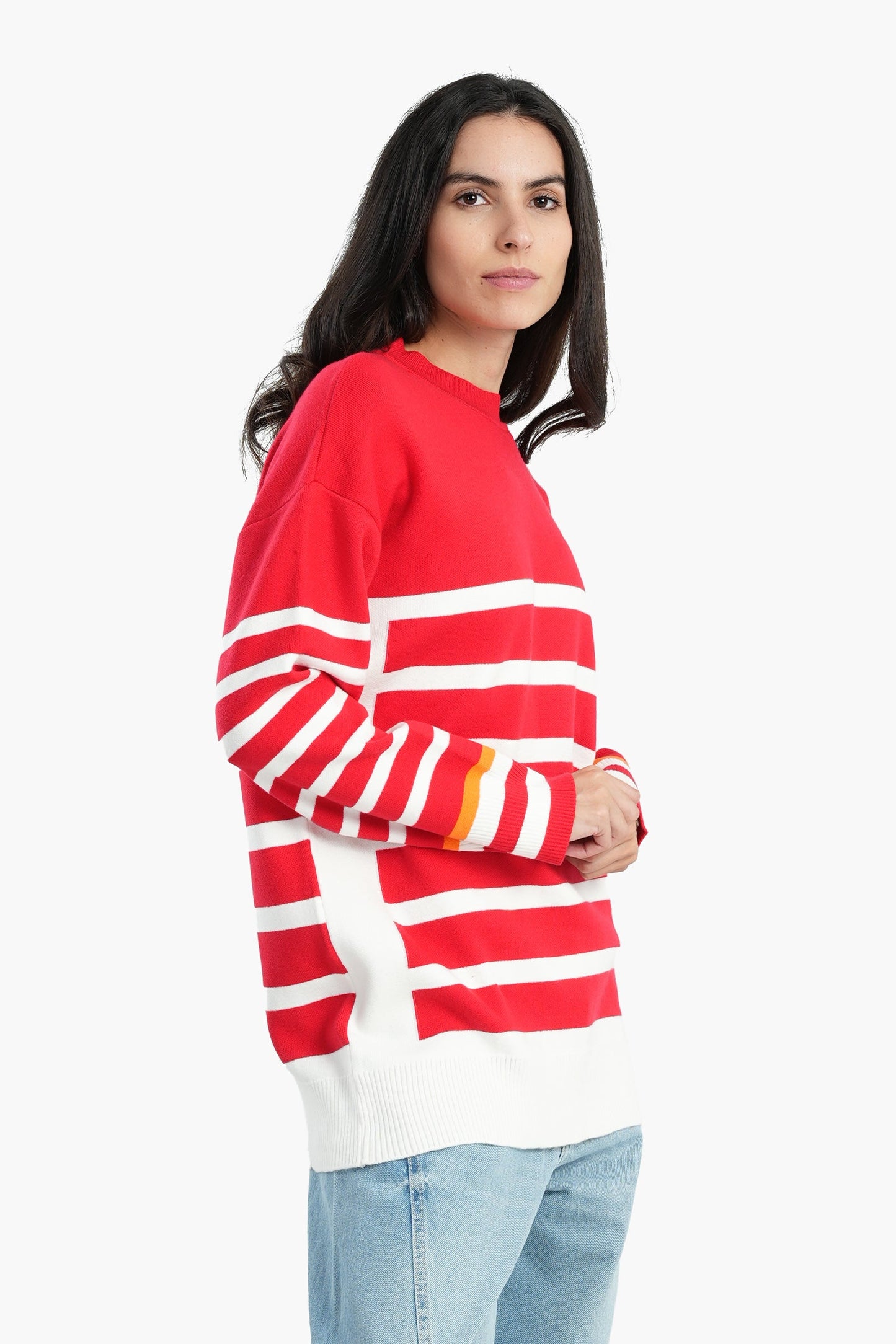 Soft Pullover with White Stripes