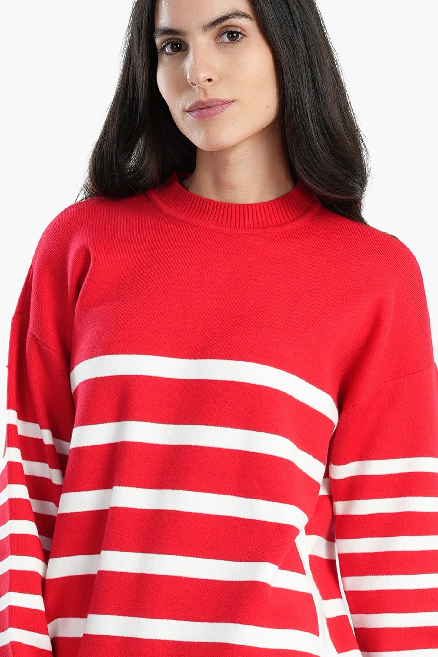 Soft Pullover with White Stripes