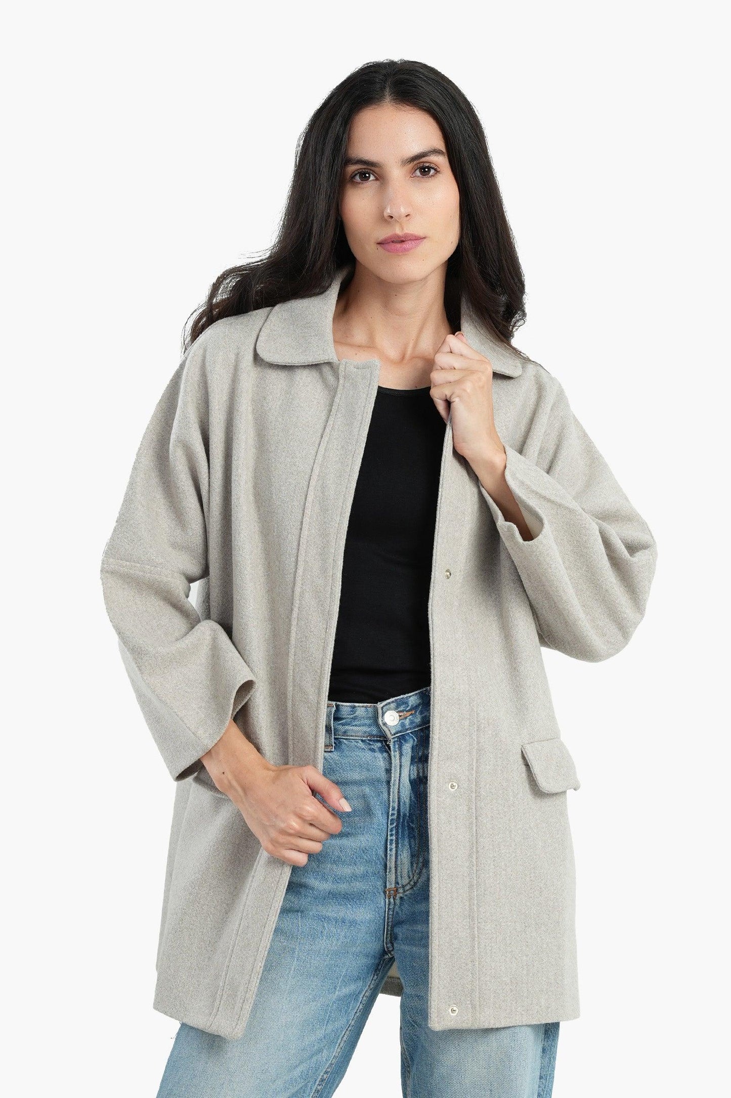 Wool Blend Collared Coat