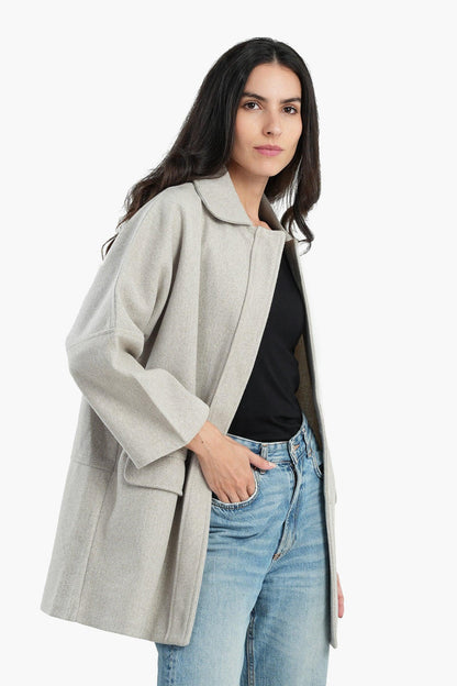 Wool Blend Collared Coat