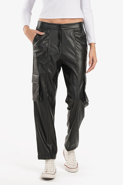 Black Leather Baggy Pants