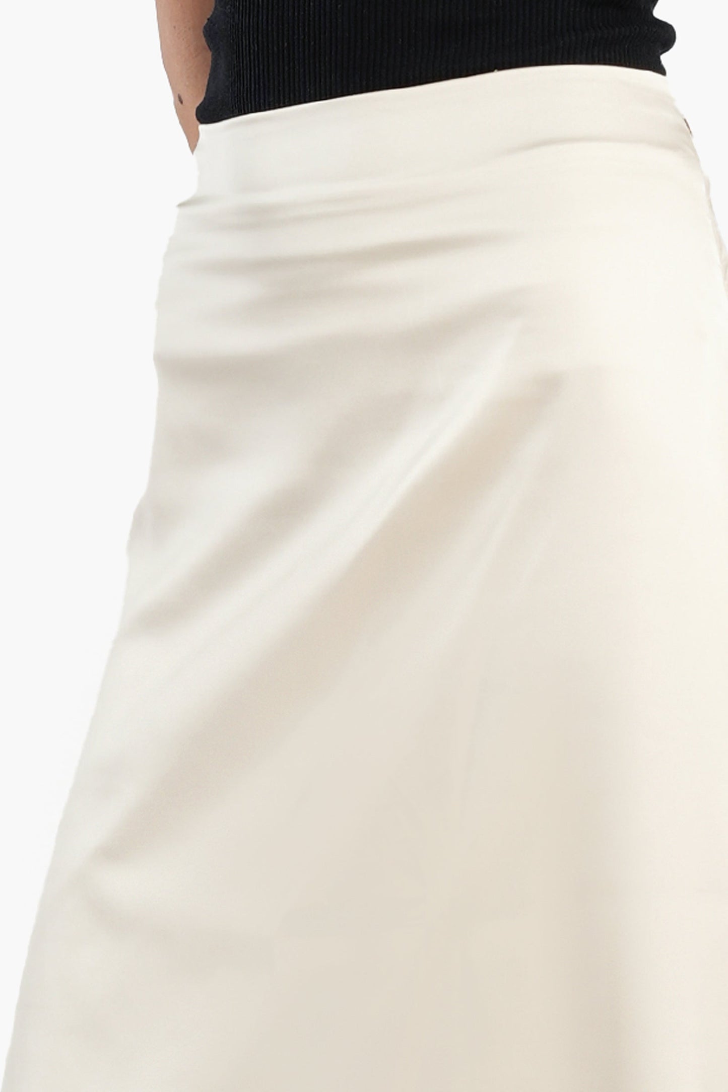 Light Beige A-Line Satin Skirt