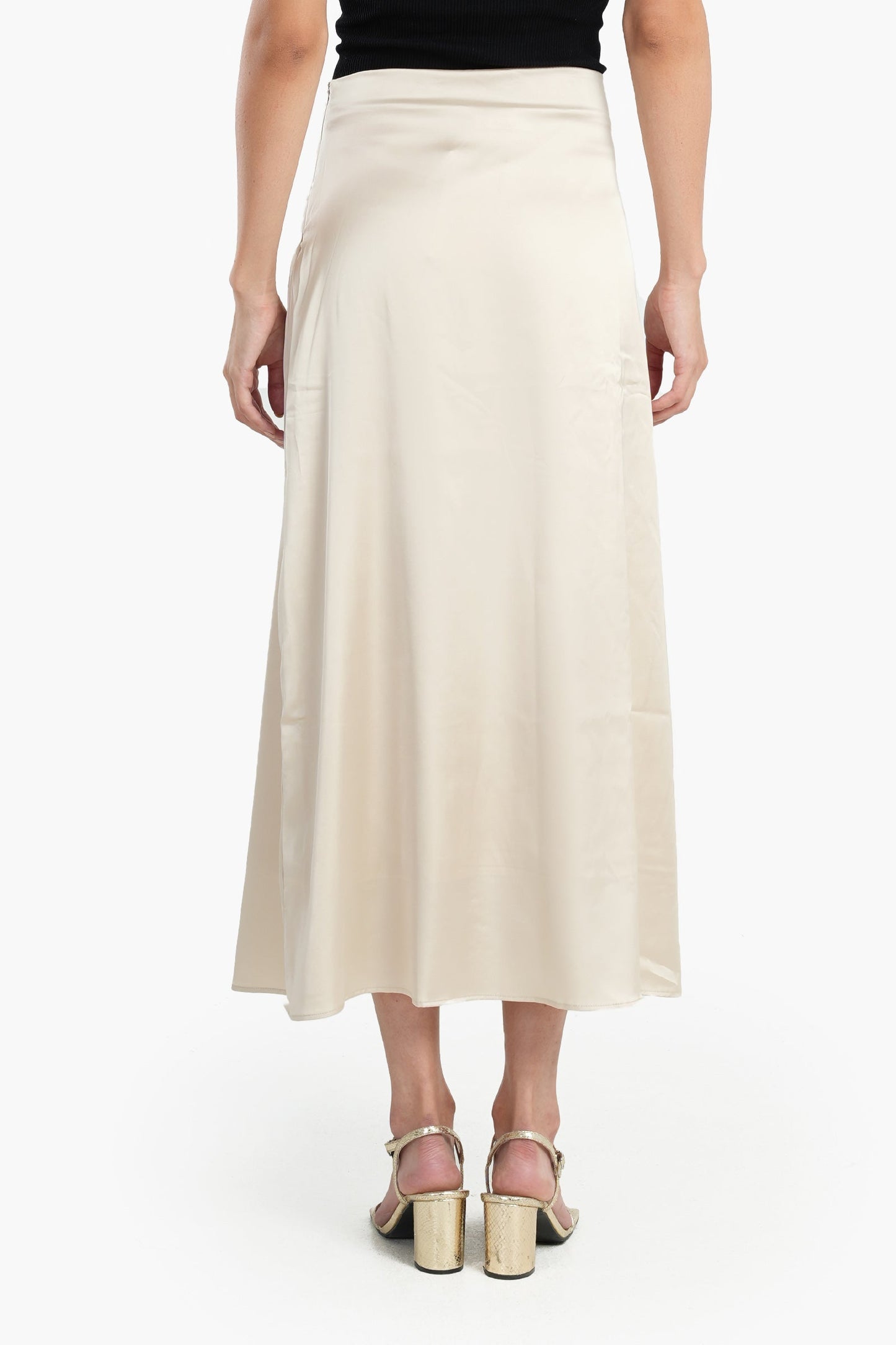 Light Beige A-Line Satin Skirt