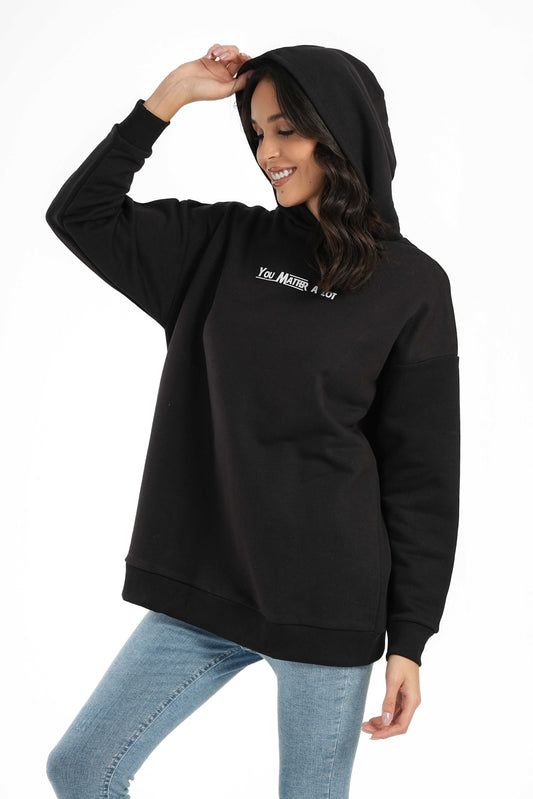 Black Melton Lounge Hoodie