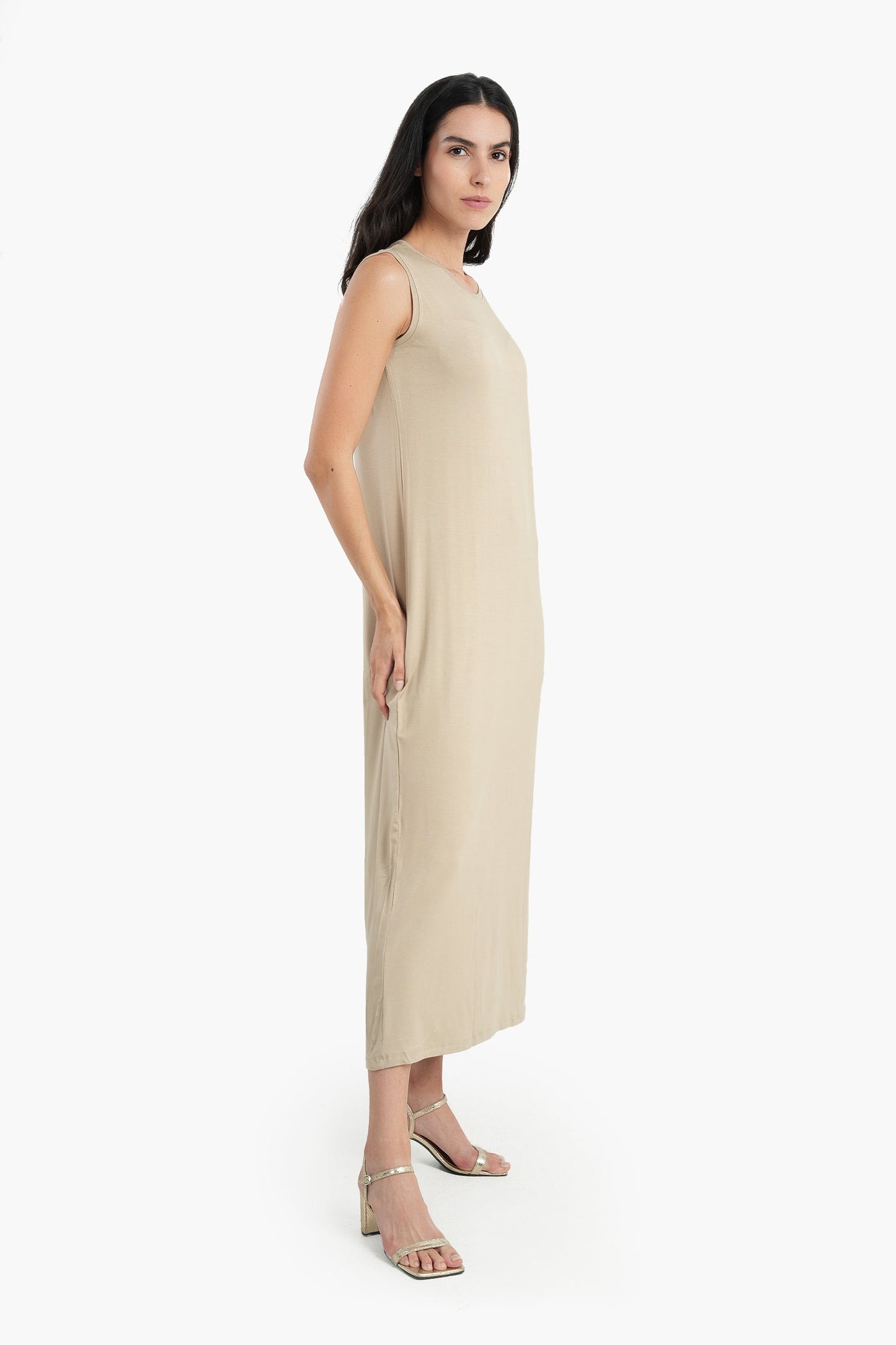 Viscose Sleeveless Midi Length Dress